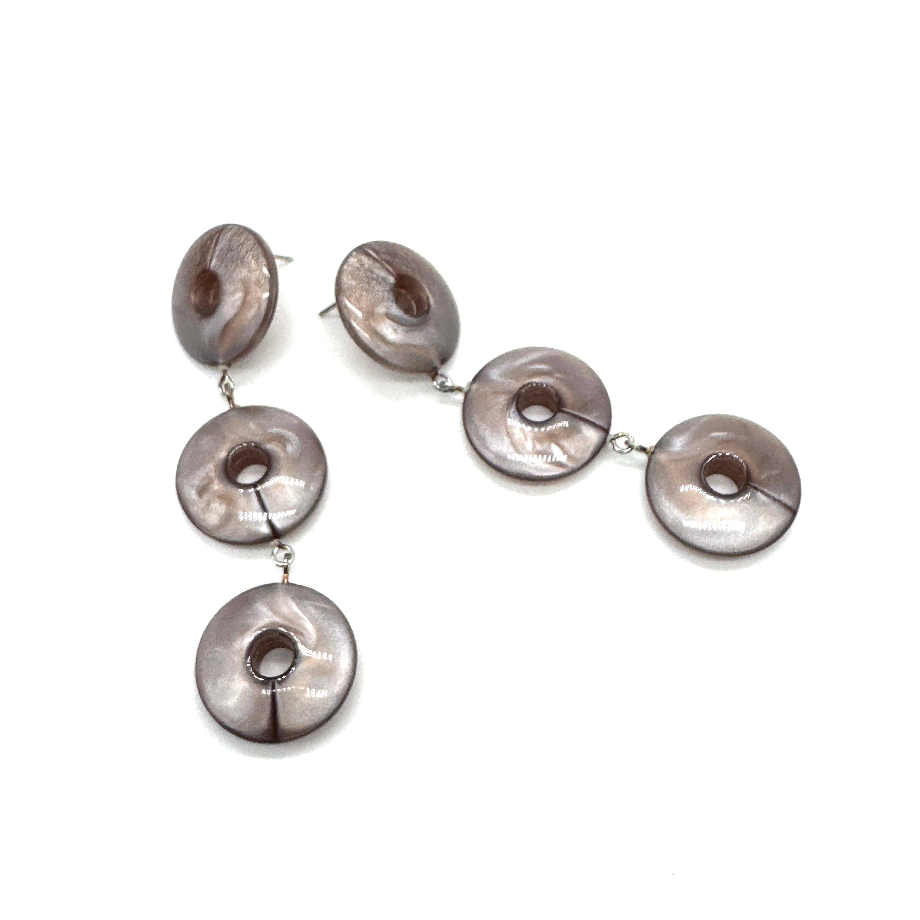 Taupe Aura Glow Tri Dot Donut Earrings, photo 2 of 3