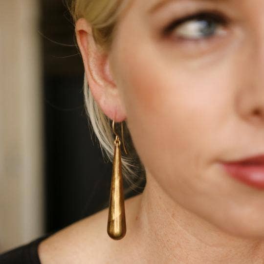 Turquoise Marbled Long Teardrop Earrings, photo 2 of 6