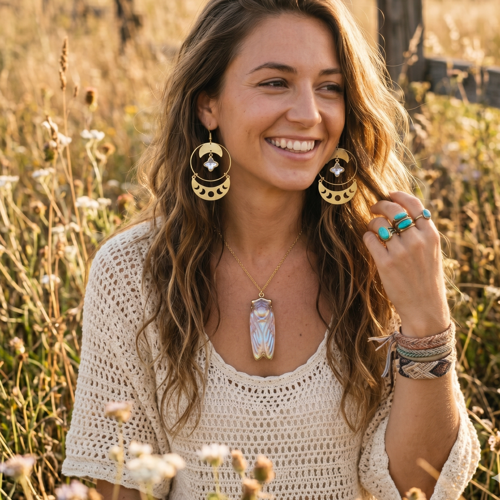 Golden Dawn Cicada Talisman Necklace, photo 2 of 2