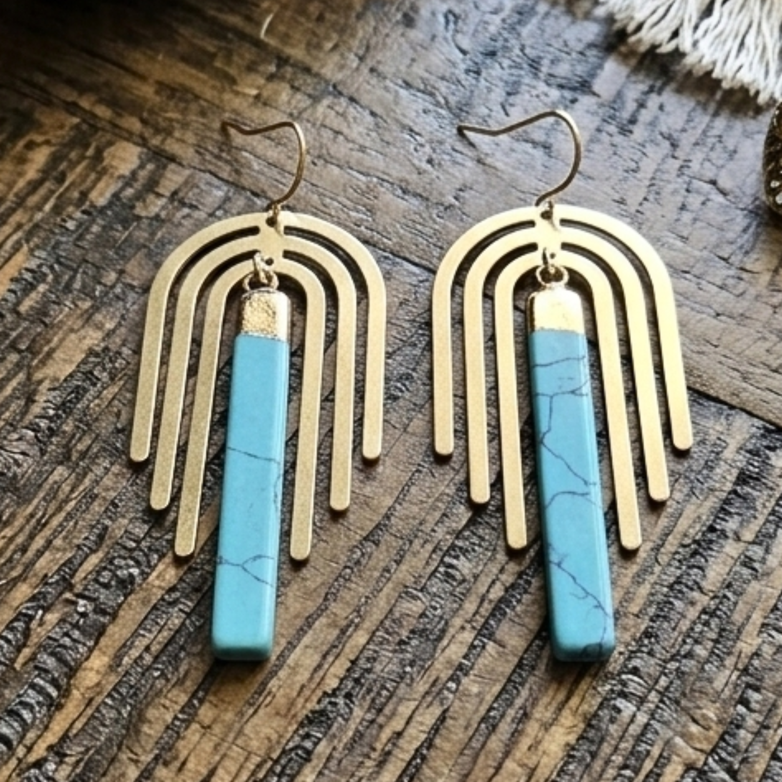 Raw Brass & Turquoise Howlite, photo 1 of 2