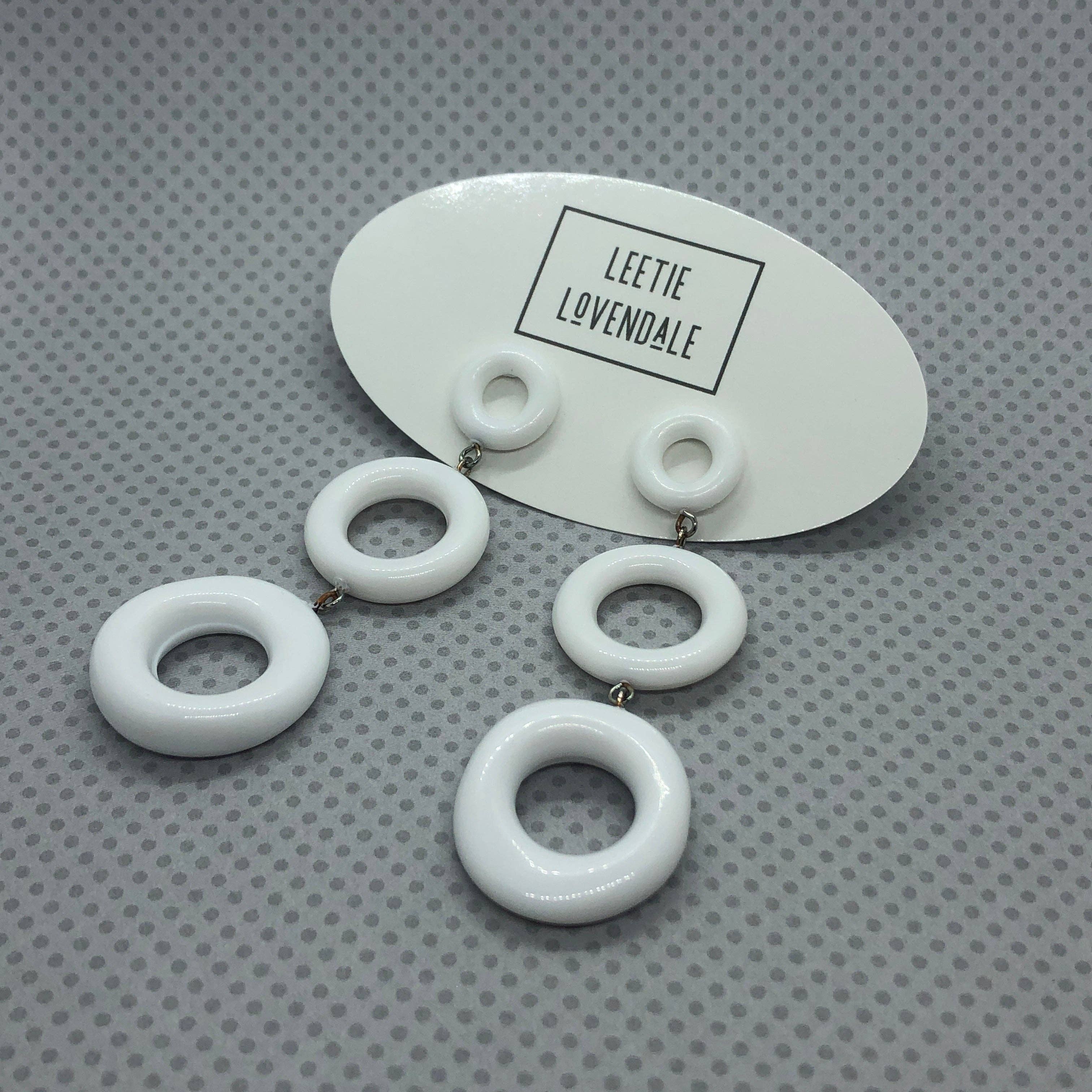 White Tri-Ring Statement Earrings, photo 5 of 5
