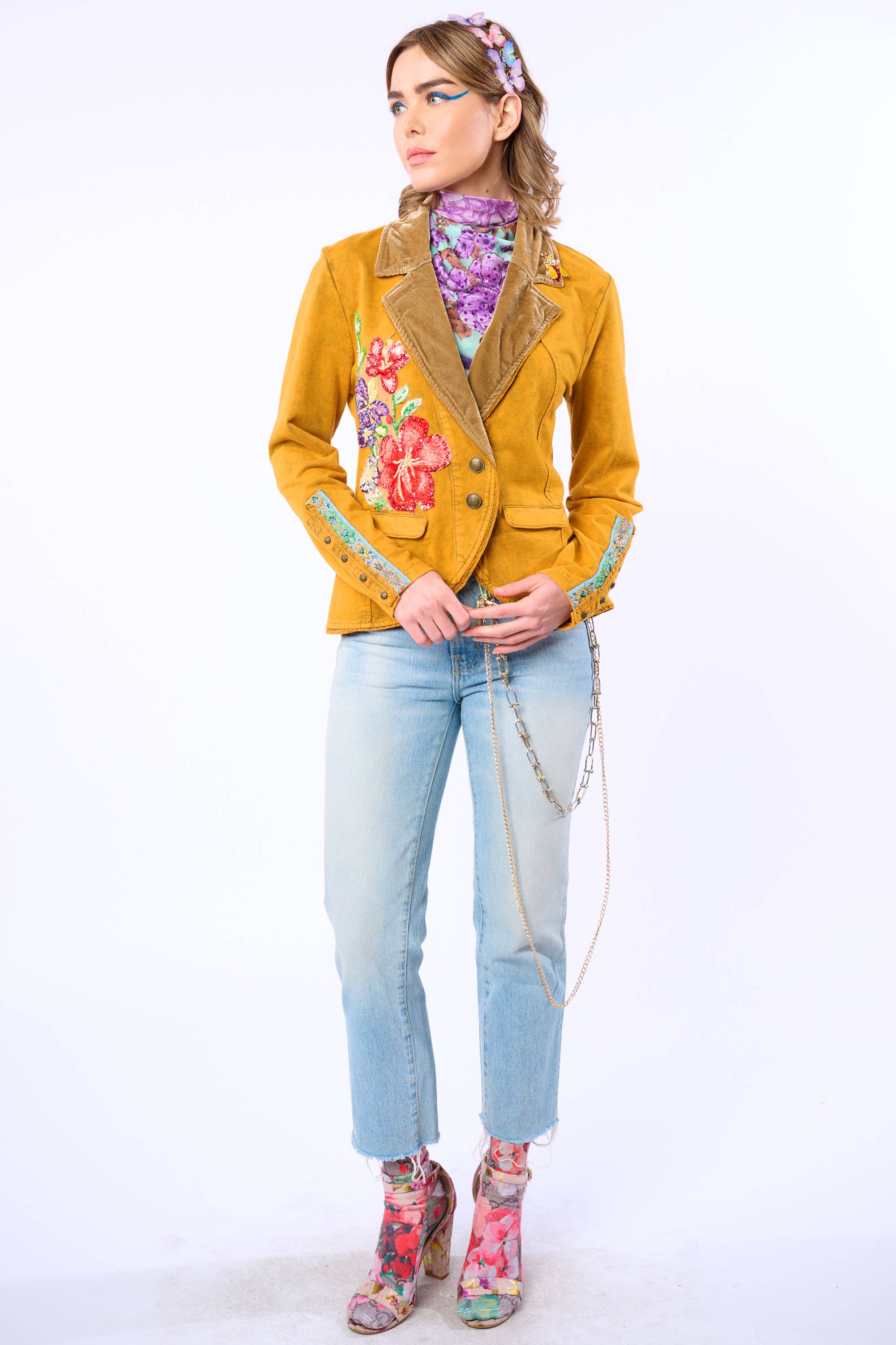 Juliet French Terry Blazer - Mustard, photo 8 of 8