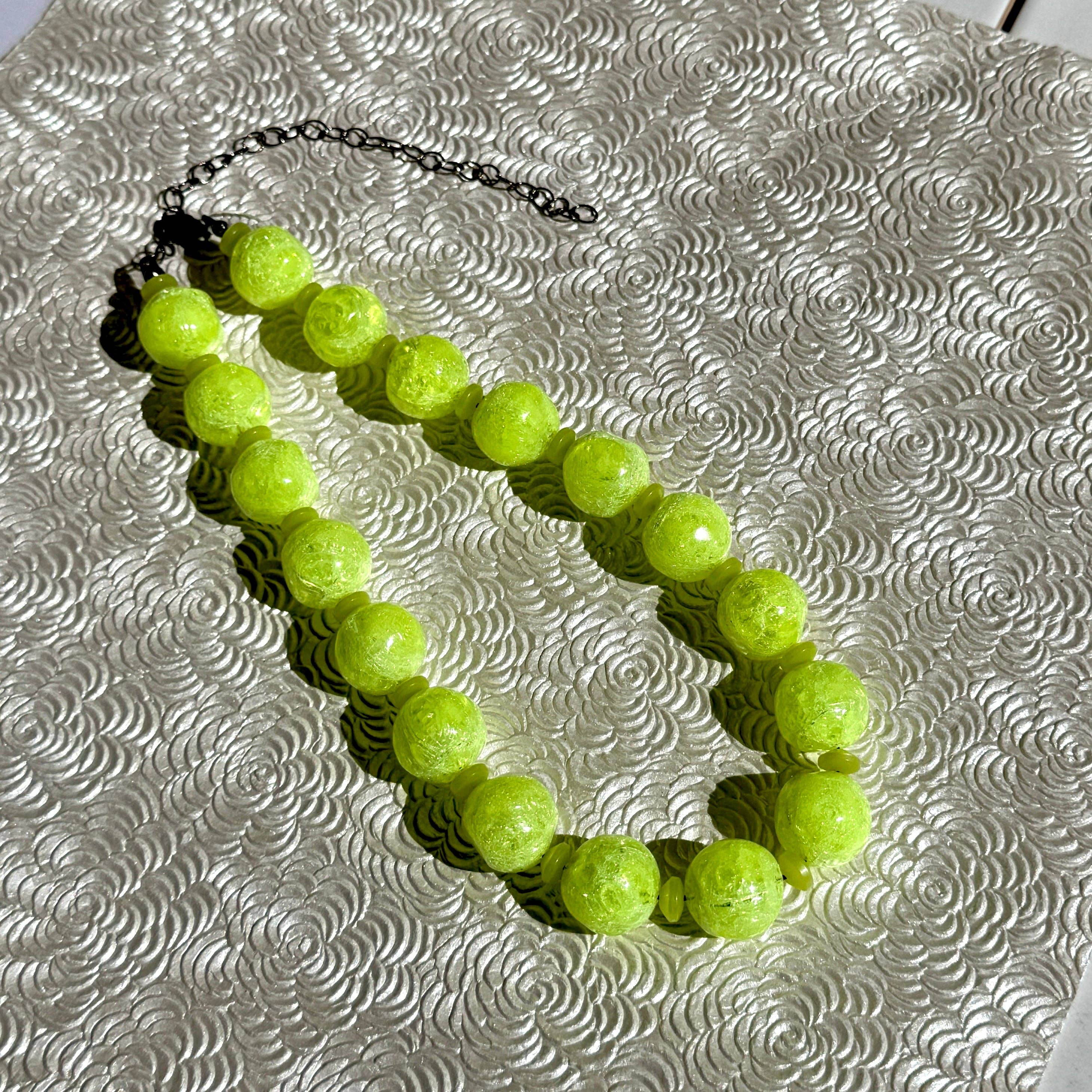 Neon Yellow Crackle Marco Necklace, photo 2 of 8