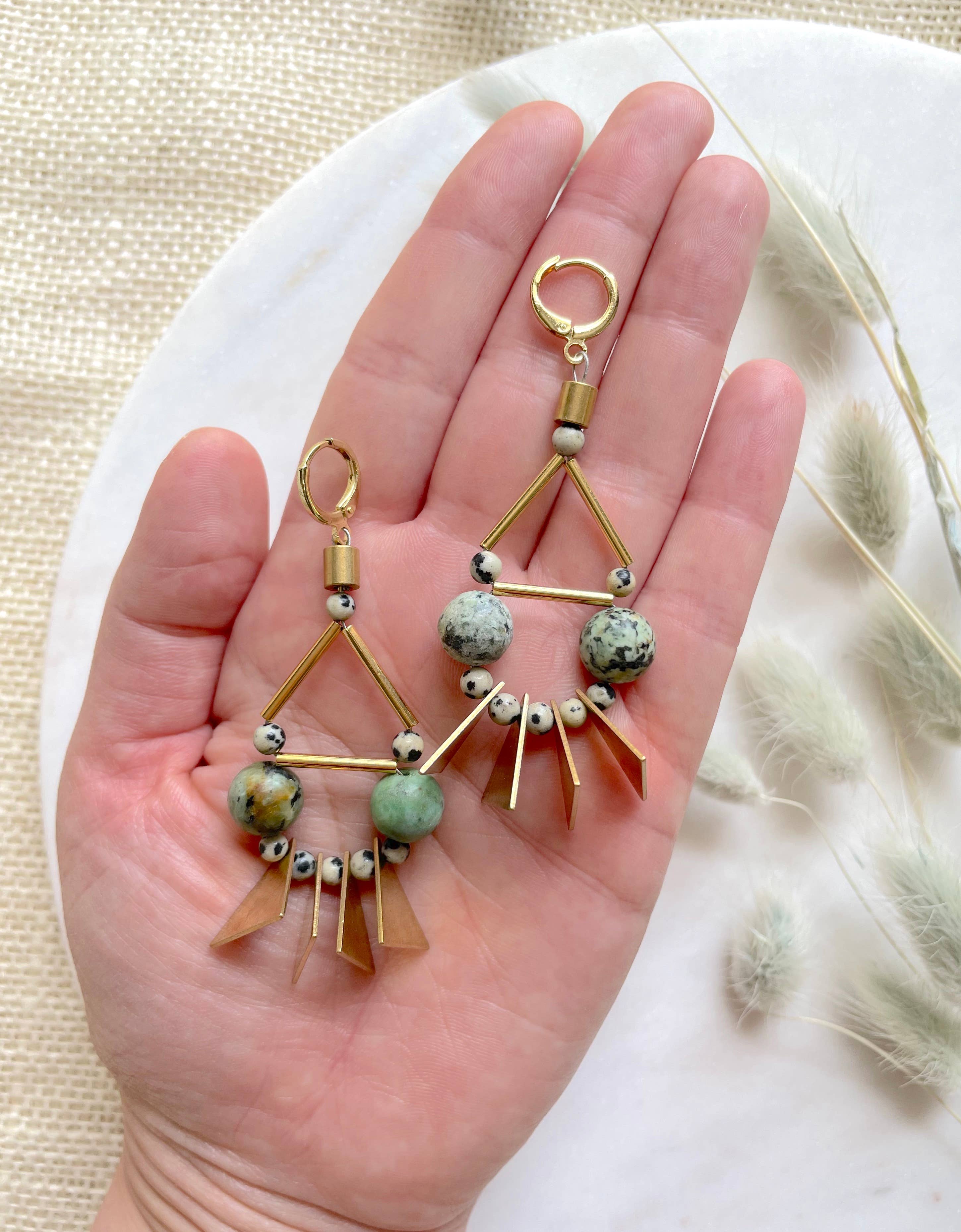 The Sylvi Earring - Large Turquoise Spike Statement Earrings, photo 5 of 8