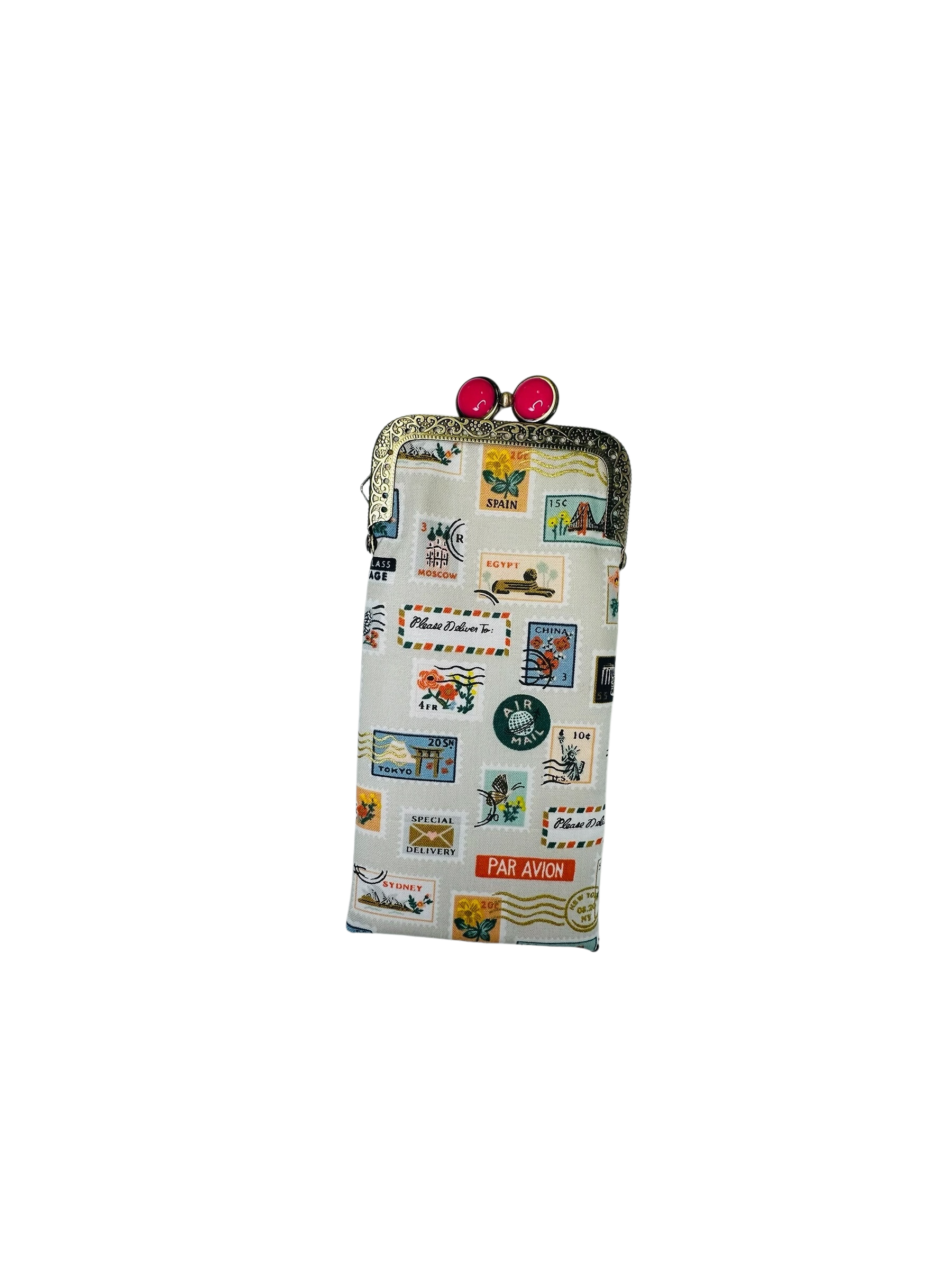 Eyeglass Case-Travel Stamps-Linen, photo 7 of 8