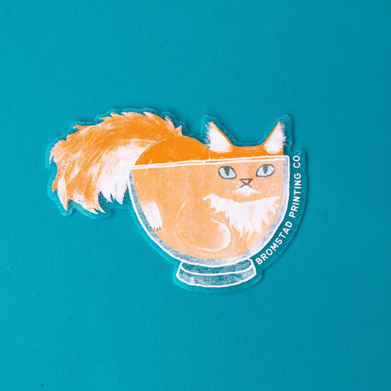 Orange Cat in a Bowl Clear Sticker, photo 1 of 3