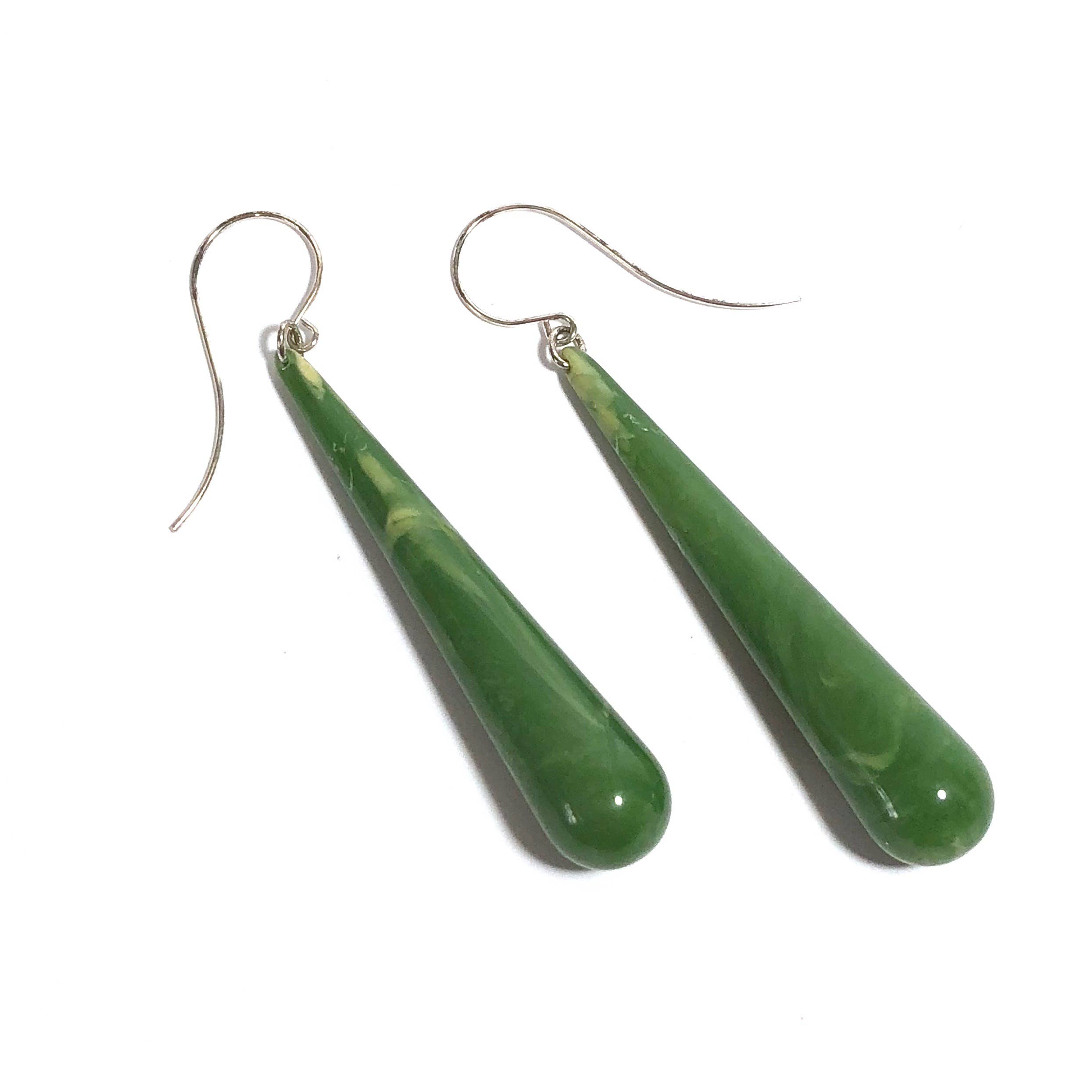 Jade Green Frosted Long Teardrop Earrings, photo 2 of 4