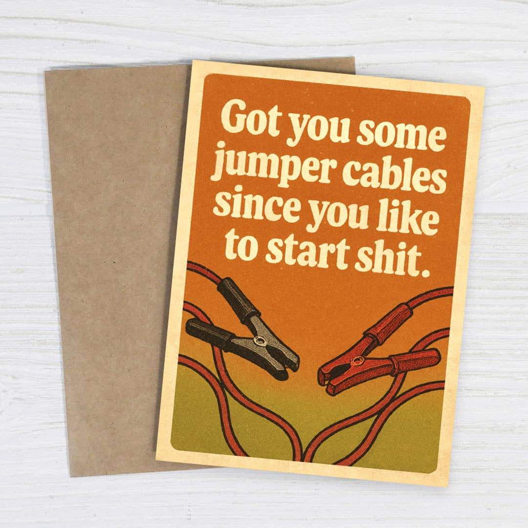 Jumper Cables Insult – Funny Friendship Card, photo 2 of 5