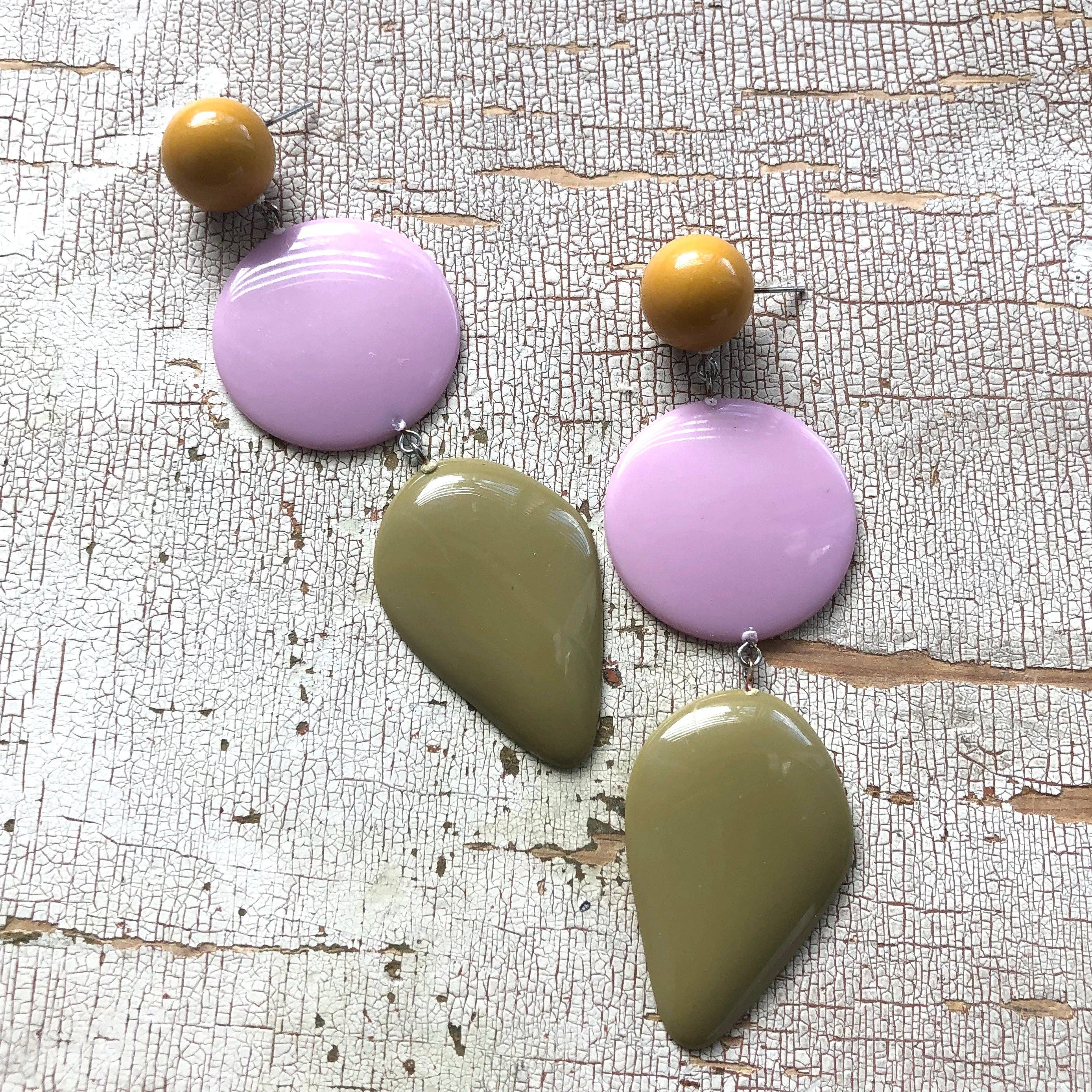 Olive & Lilac Avocado Triple Drop Statement Earrings, photo 3 of 7