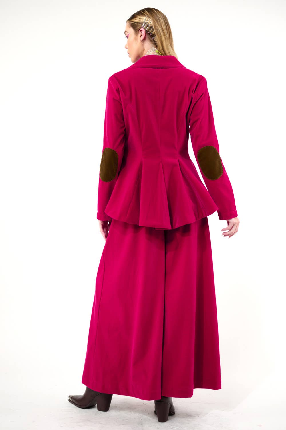 Fuschia Wide Leg Velvet Pants, photo 2 of 8