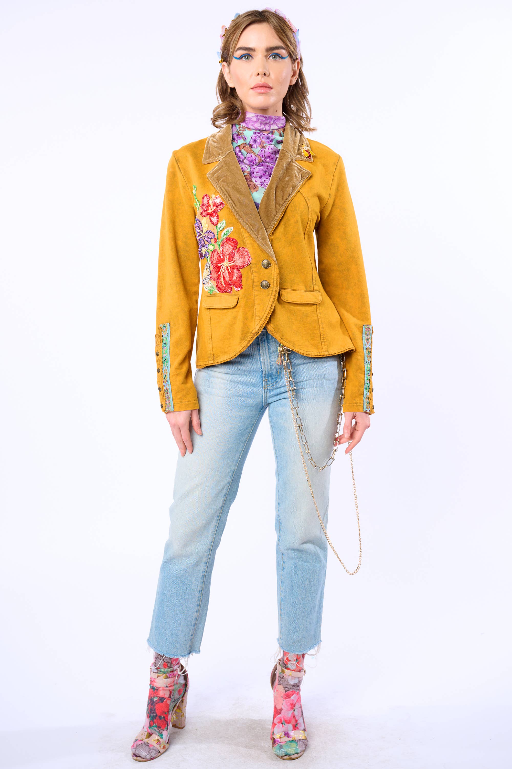 Juliet French Terry Blazer - Mustard, photo 7 of 8
