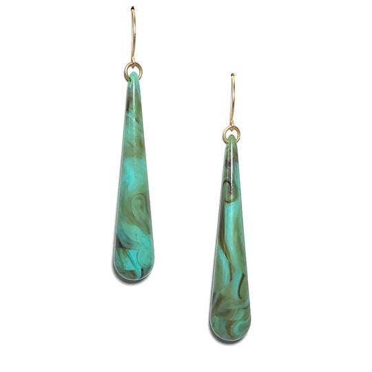 Turquoise Marbled Long Teardrop Earrings, photo 1 of 6