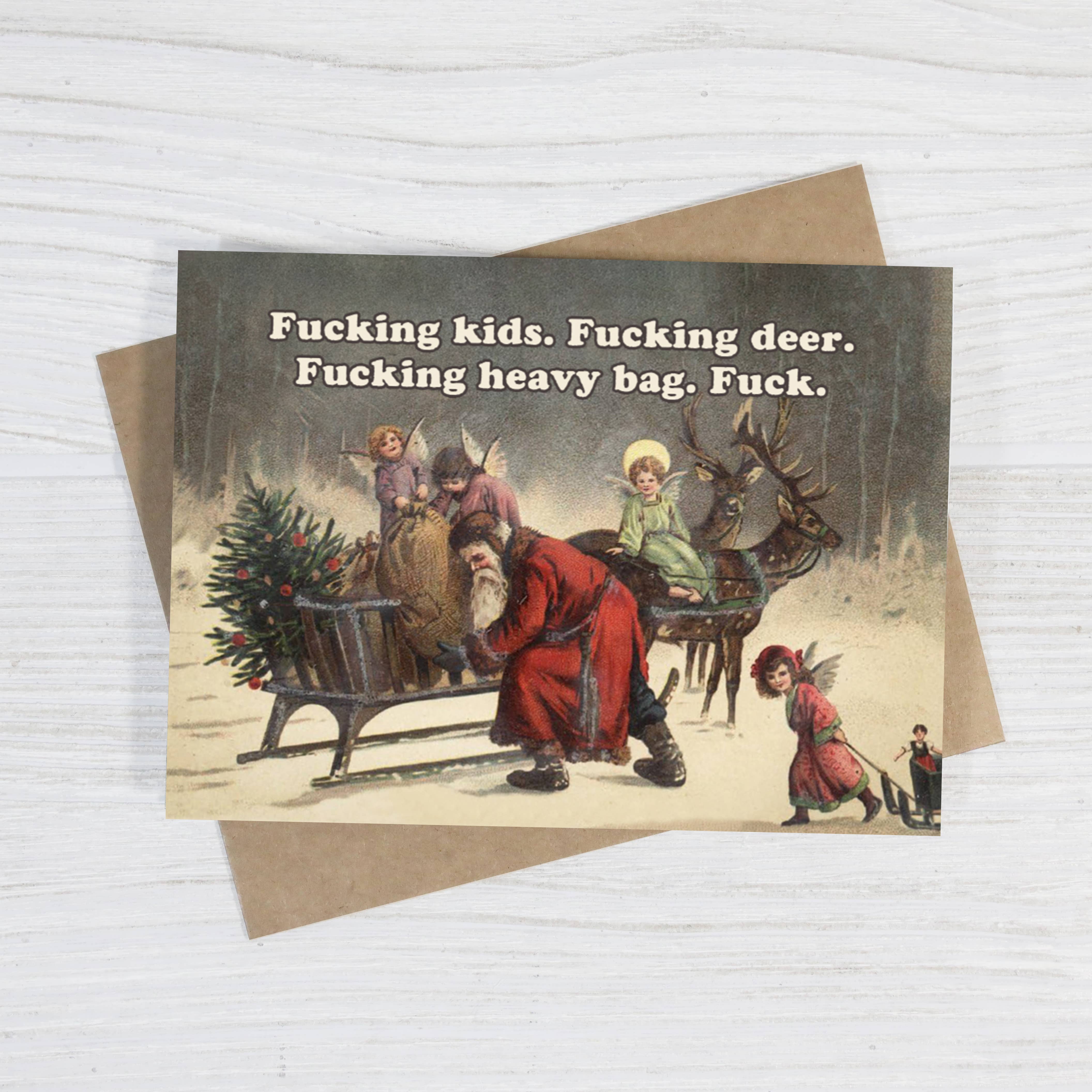 Grumpy Santa Funny Vintage Christmas Card, photo 2 of 4