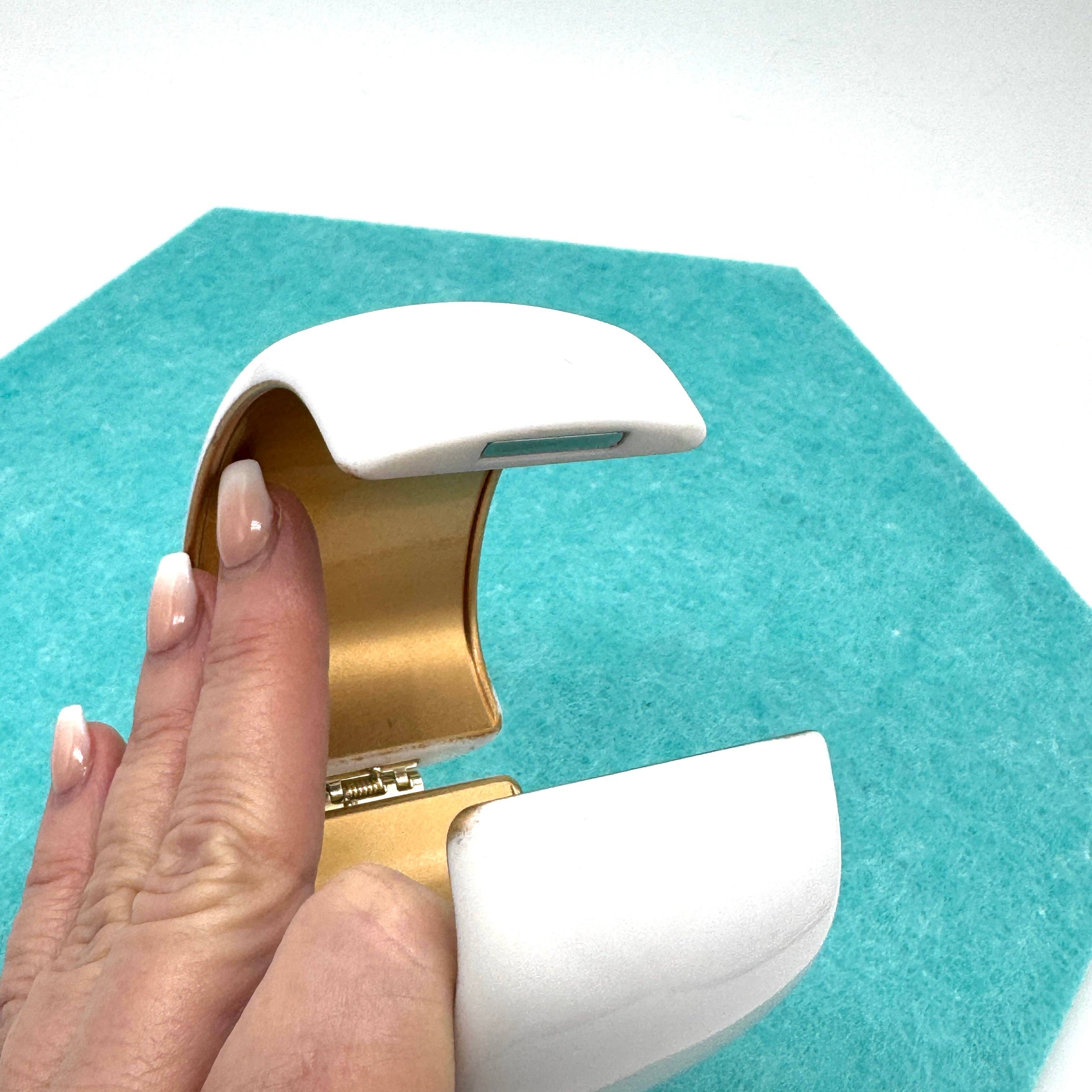 White Gold-Lined Angled Clamper Bracelet, photo 3 of 7