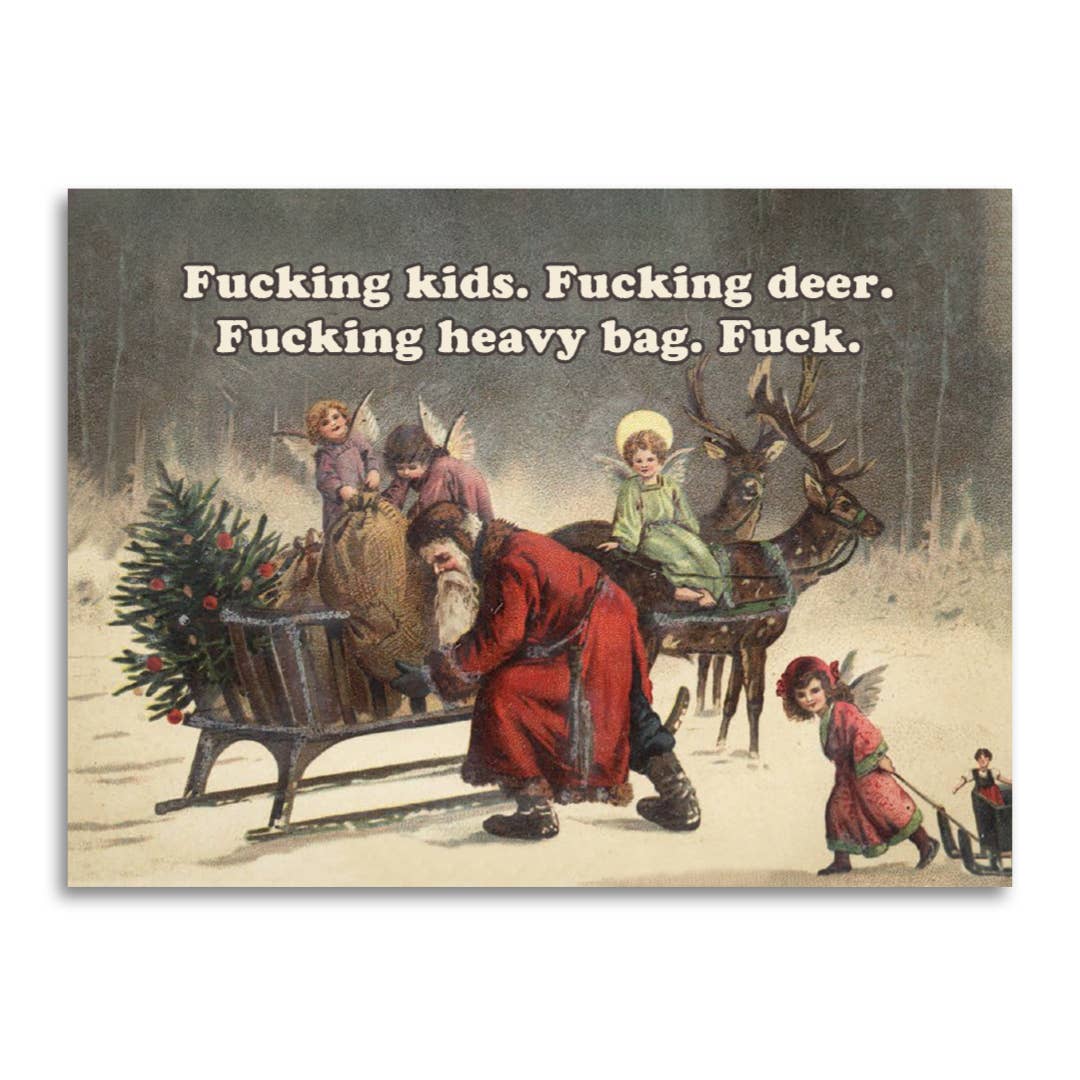 Grumpy Santa Funny Vintage Christmas Card, photo 1 of 4