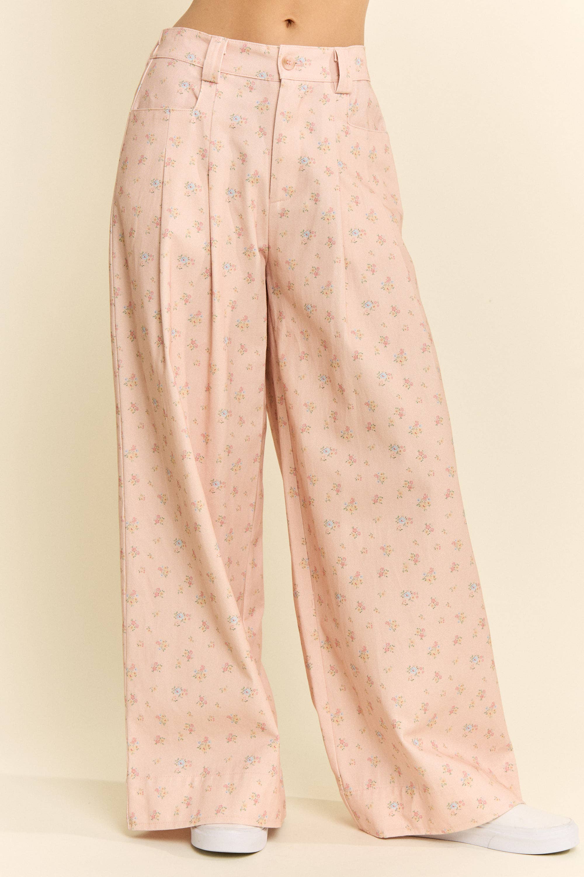 FLORAL WIDE LEG PANTS MAUVE, photo 7 of 8