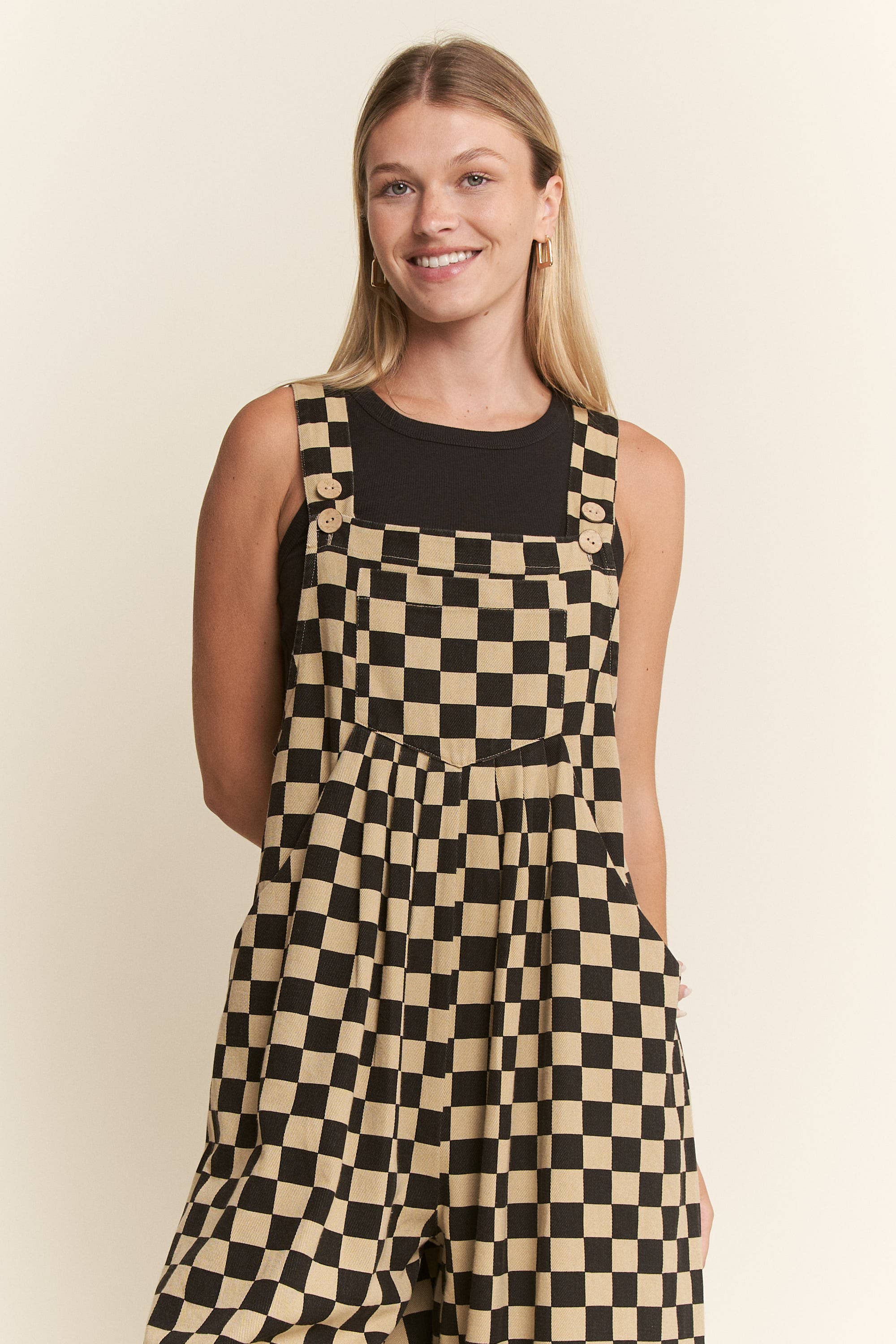 CHECKERED WIDE LEG OVERALLS, photo 4 of 8