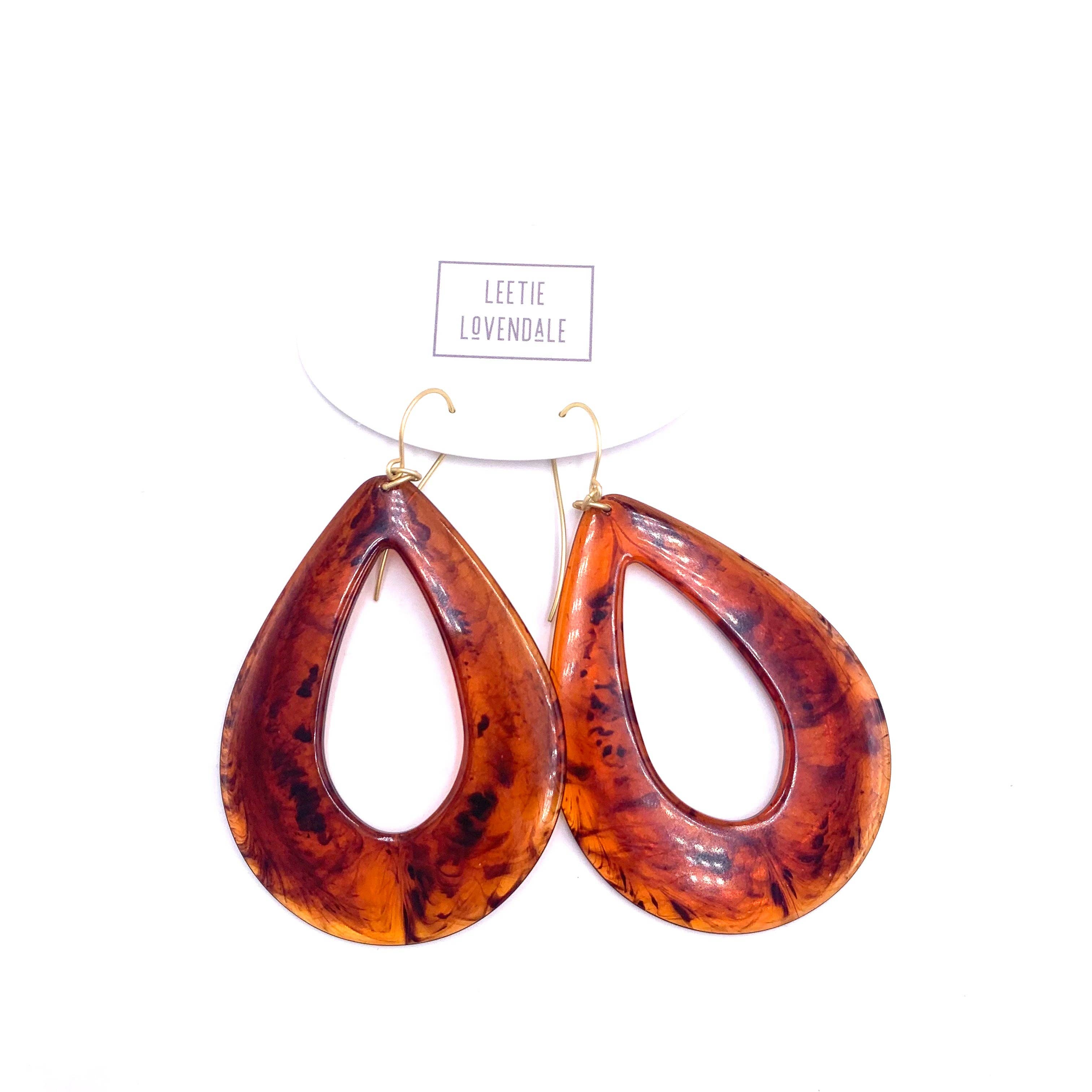 Tortoise Jumbo Teardrop Earrings, photo 2 of 5