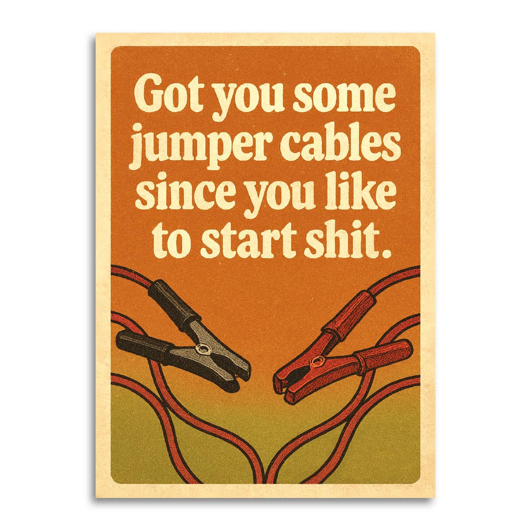 Jumper Cables Insult – Funny Friendship Card, photo 1 of 5