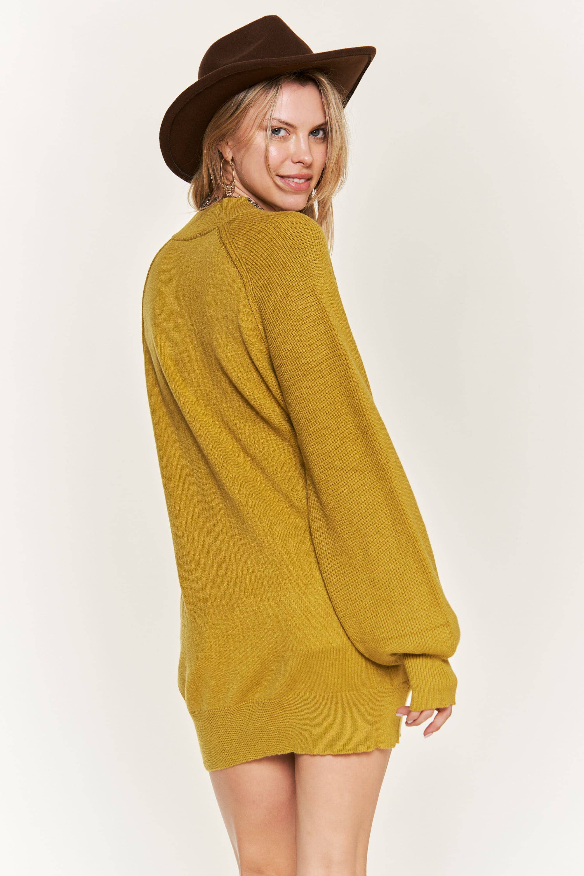 Mock neck Sweater Dress Chartreuse, photo 6 of 8