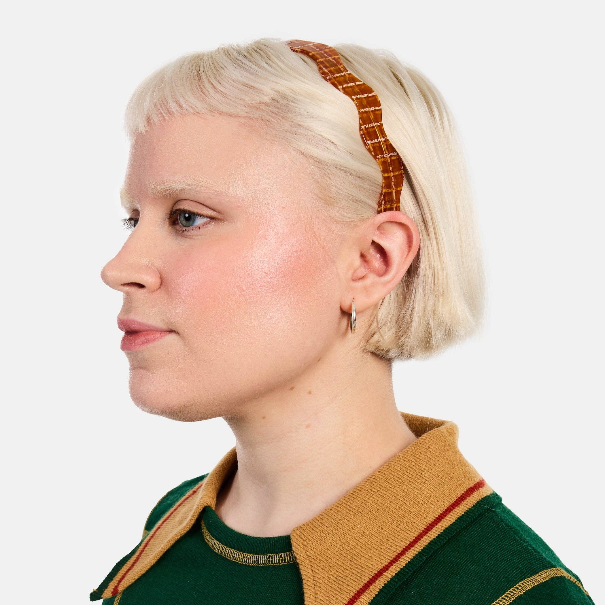 Wavy Headband in Caramel Plaid, photo 2 of 3