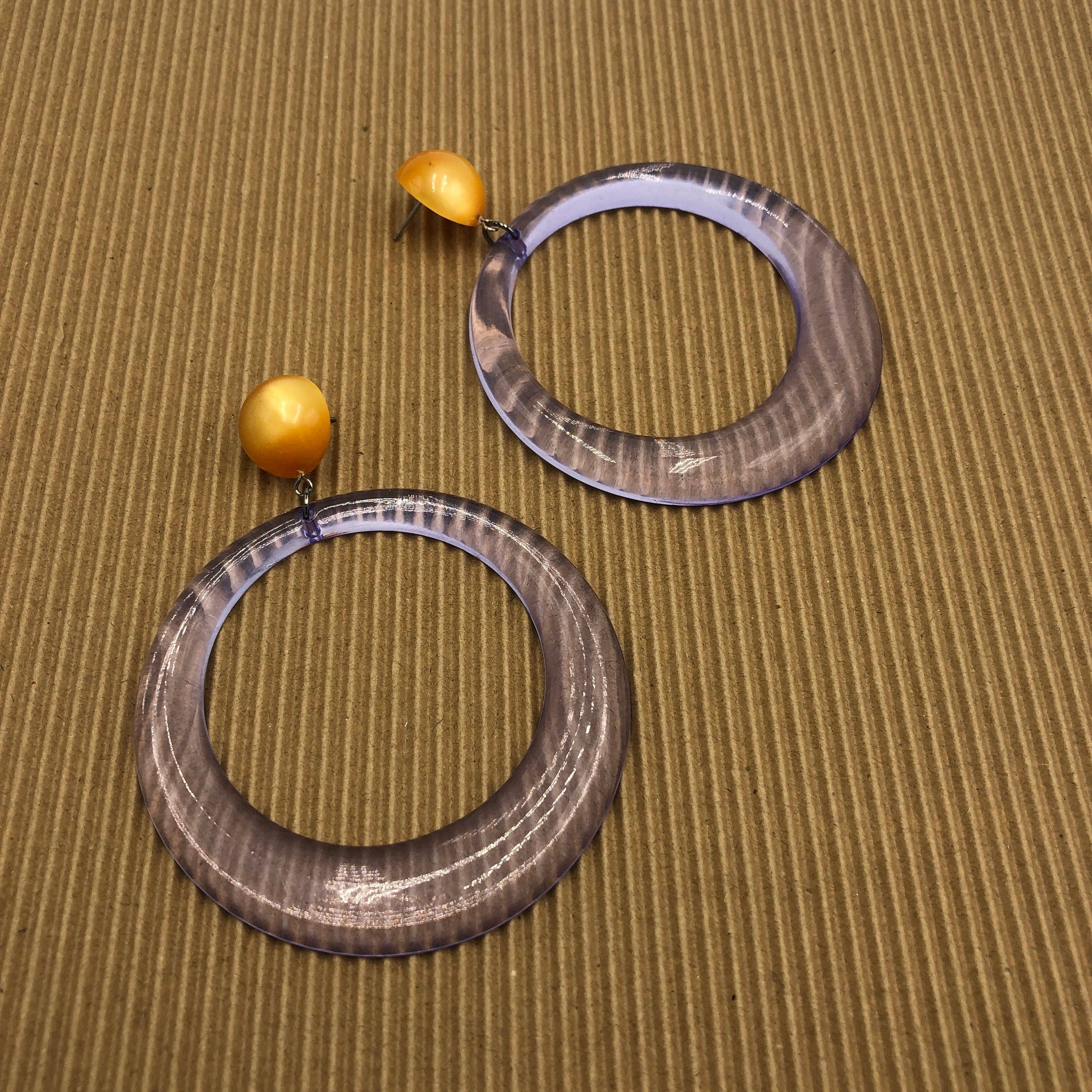 Periwinkle & Tangerine Moonglow Iris Earrings, photo 2 of 4
