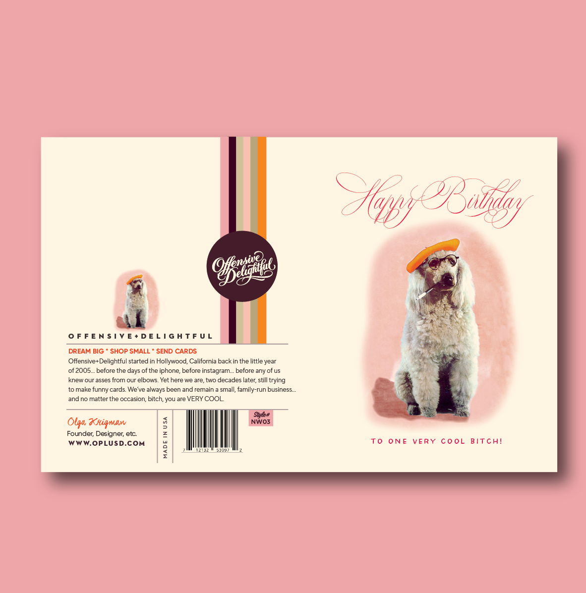 COOL BITCH BERET poodle birthday card, photo 2 of 2
