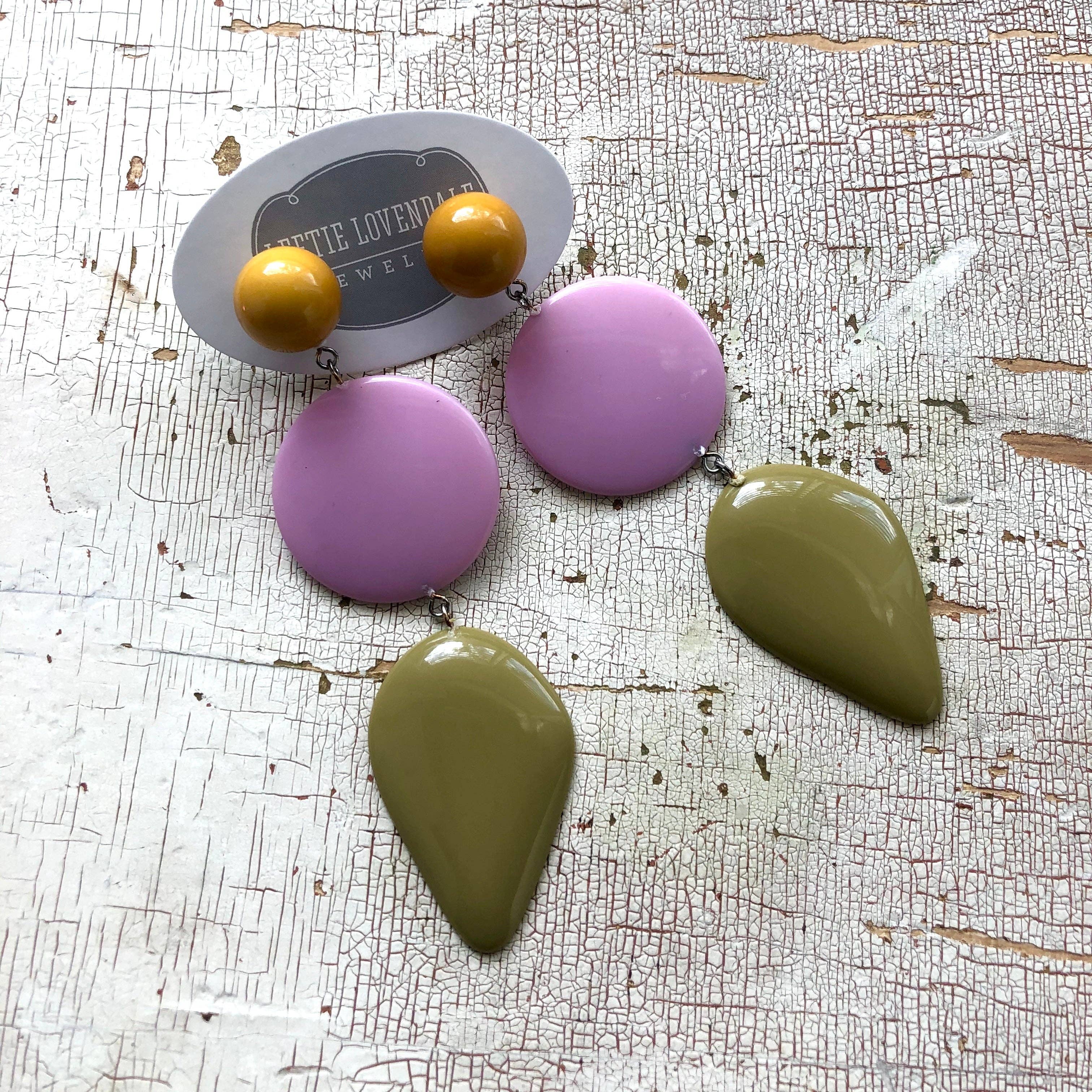 Olive & Lilac Avocado Triple Drop Statement Earrings, photo 7 of 7
