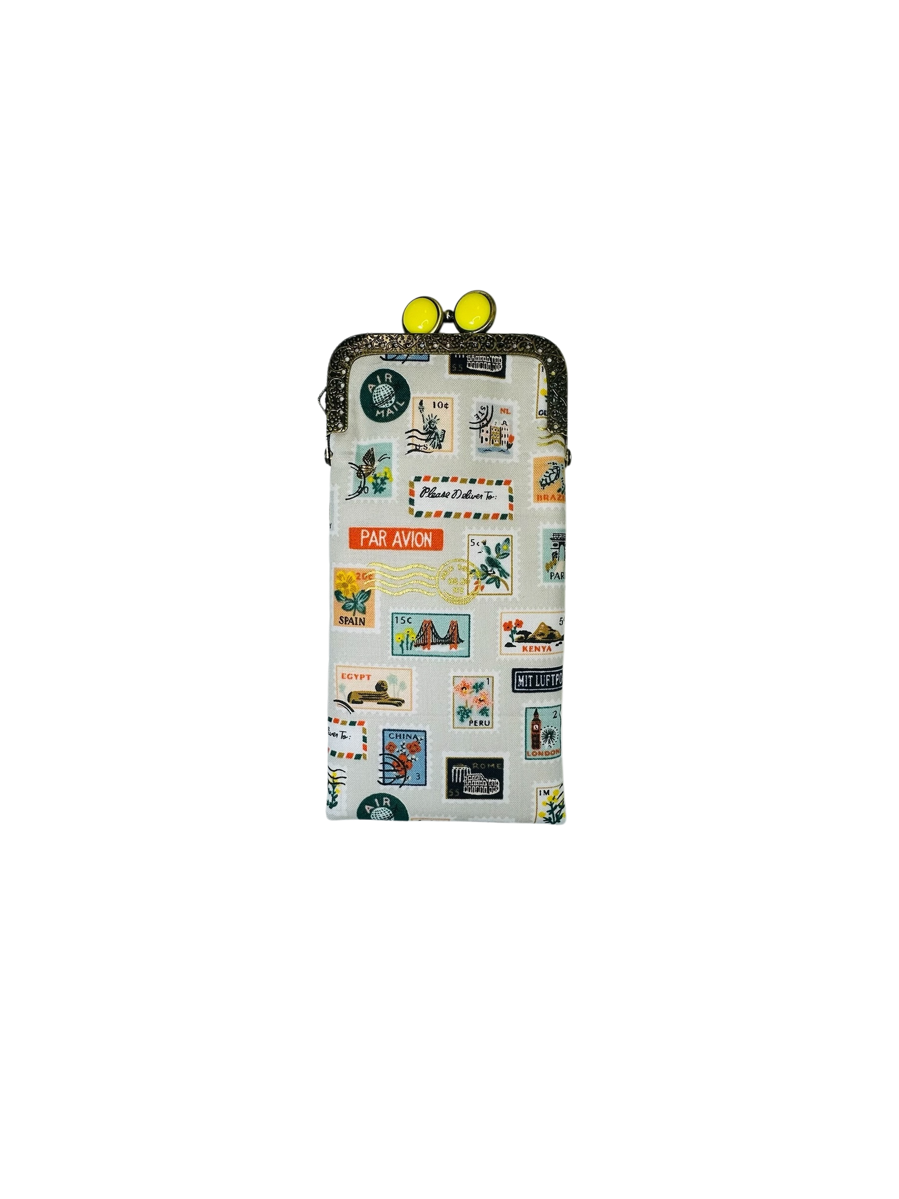 Eyeglass Case-Travel Stamps-Linen, photo 2 of 8