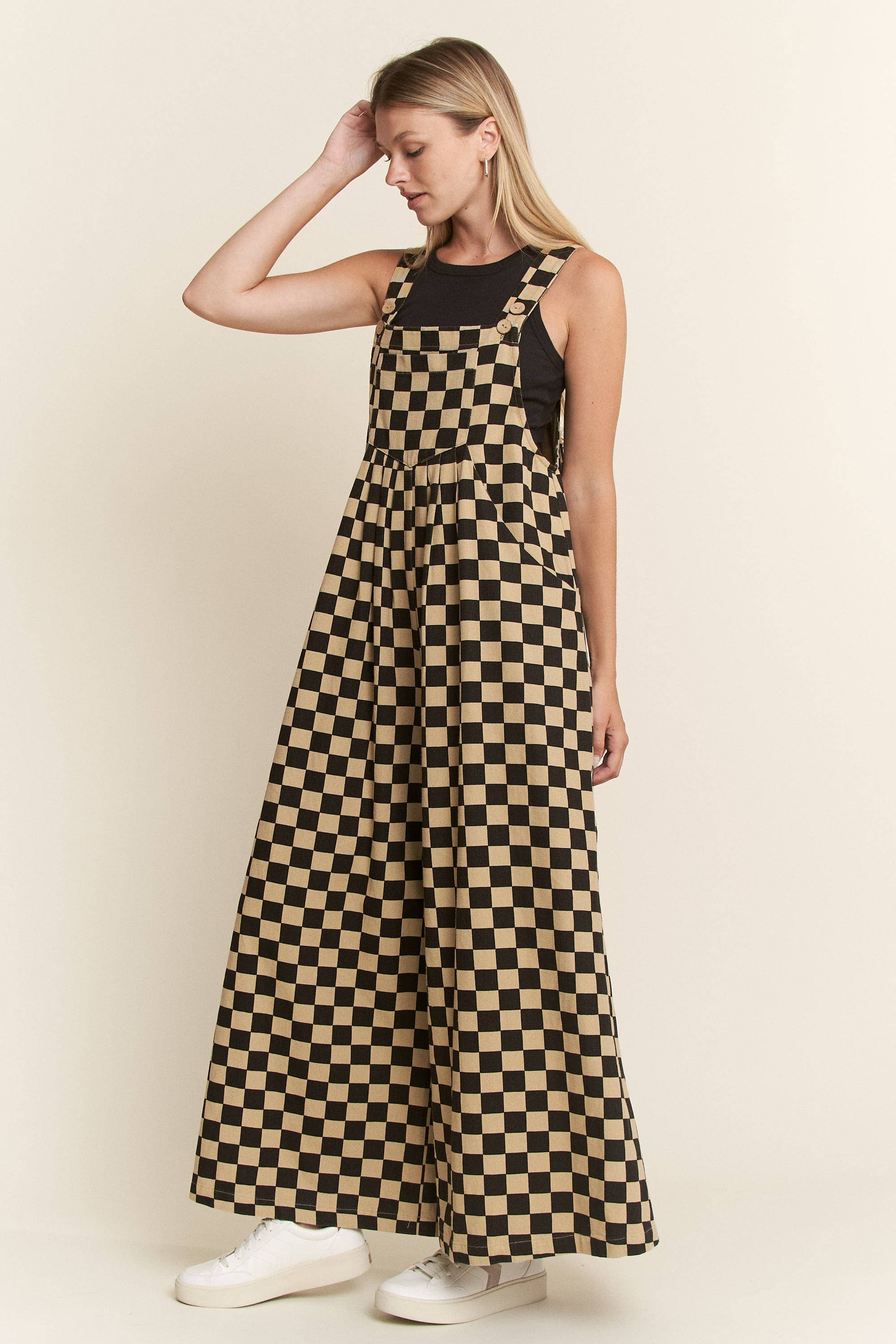 CHECKERED WIDE LEG OVERALLS, photo 6 of 8