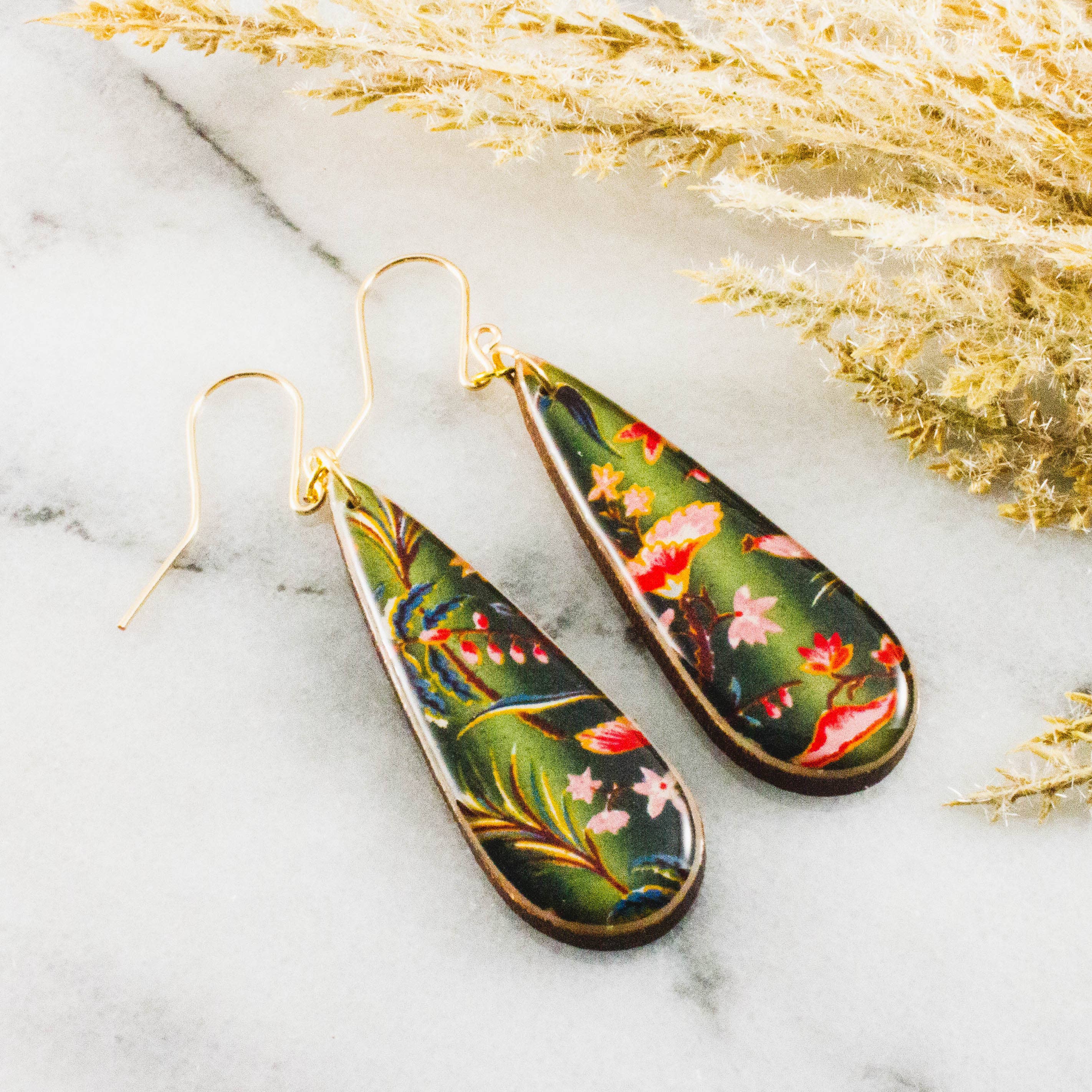 Green Floral Teardrops, photo 1 of 2