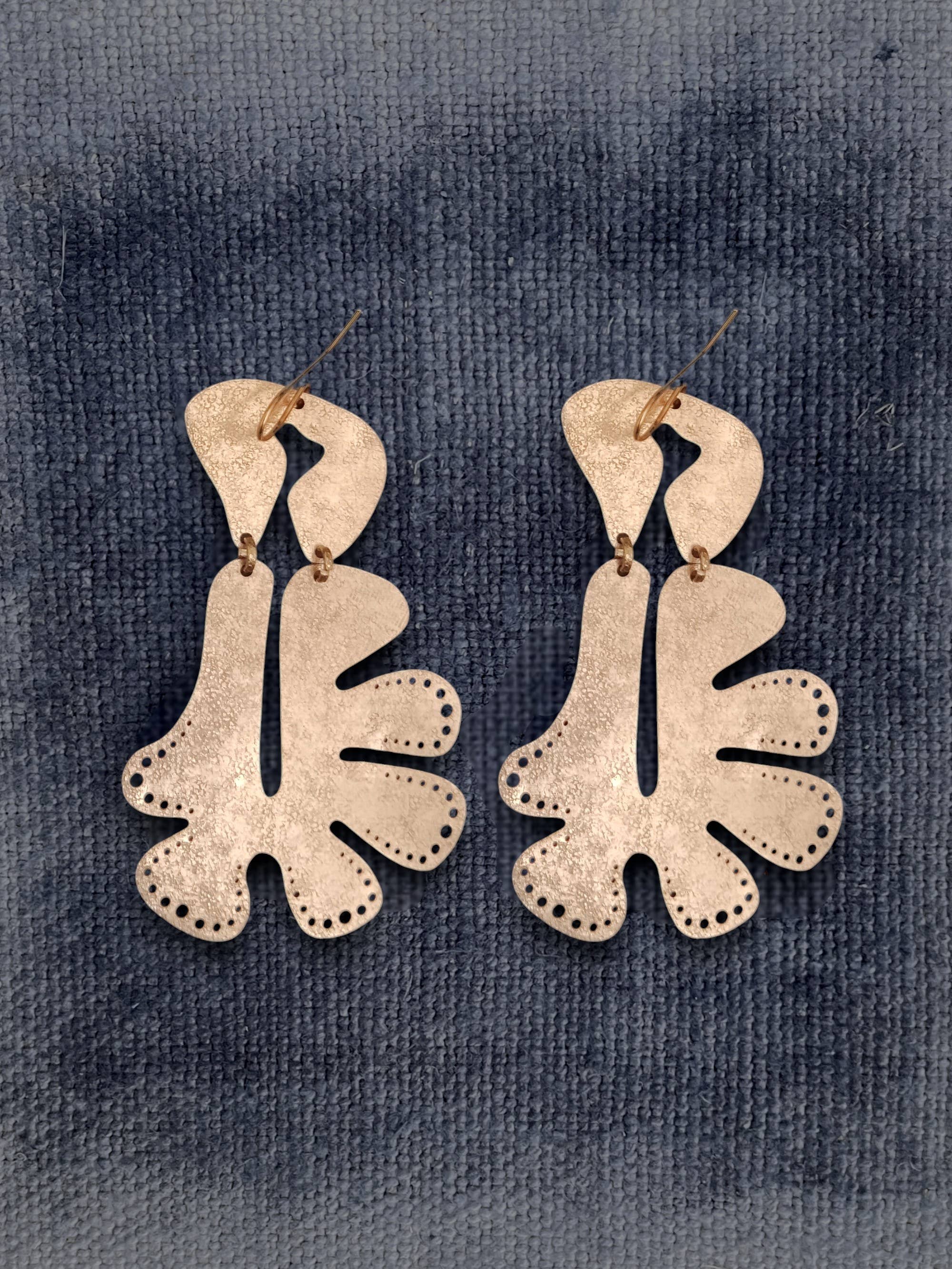 Leaf, Brass Earrings, photo 1 of 3