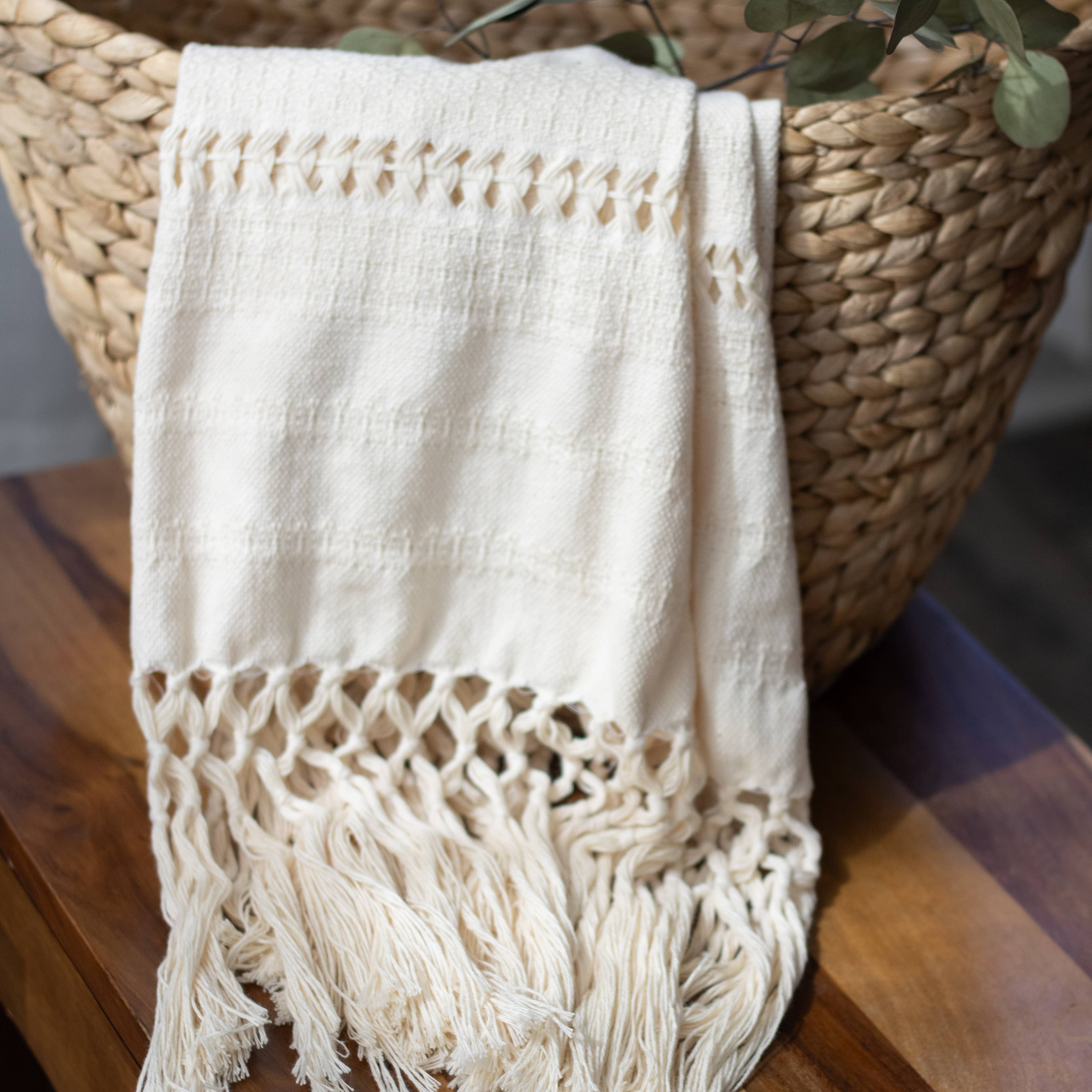 Handwoven Organic Cotton Shawl Wrap - Natural Cotton, photo 6 of 8