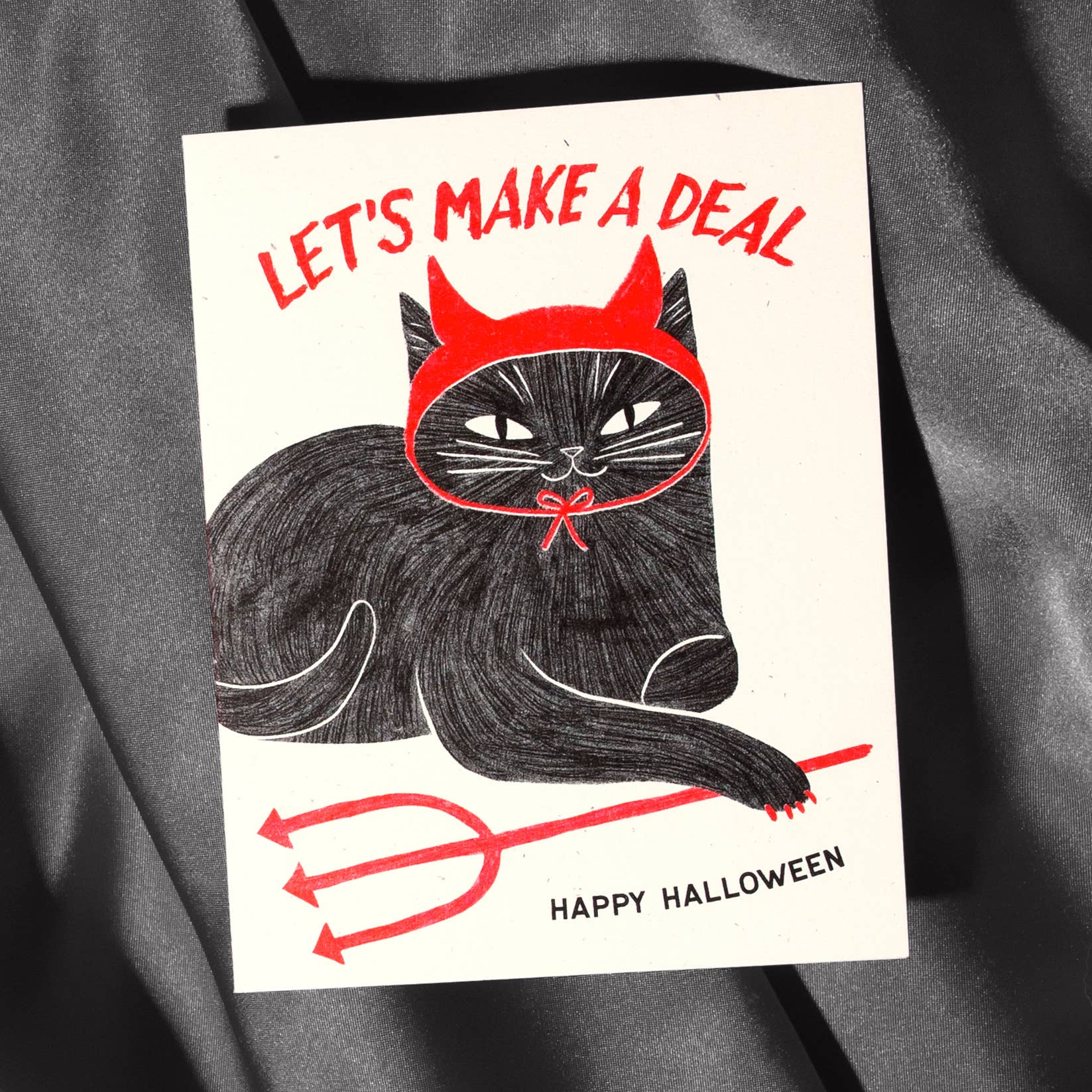 Devil Cat - Risograph Card, photo 1 of 5