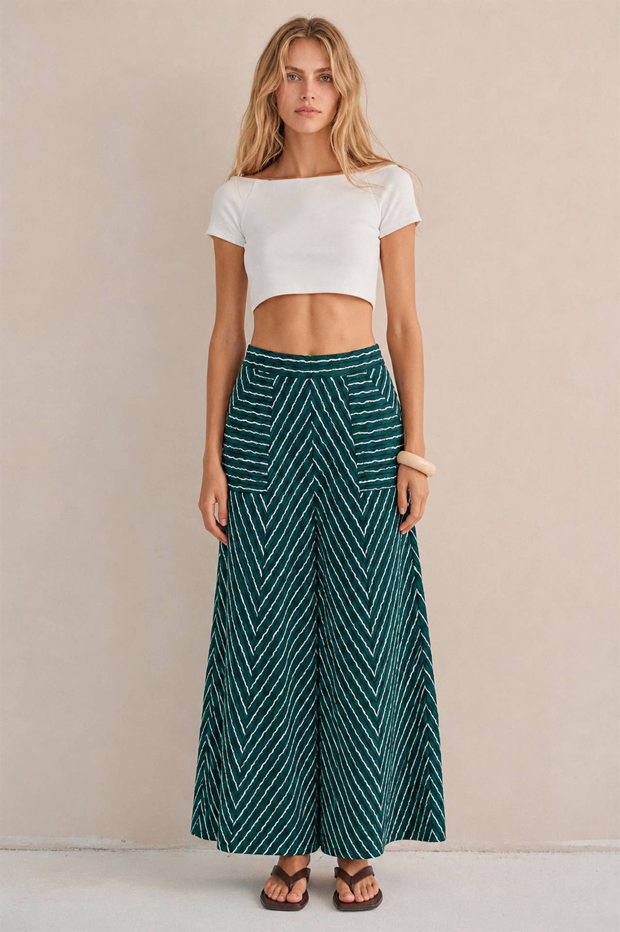 TEXTURED STRIPE WIDE LEG PANTS, photo 2 of 3