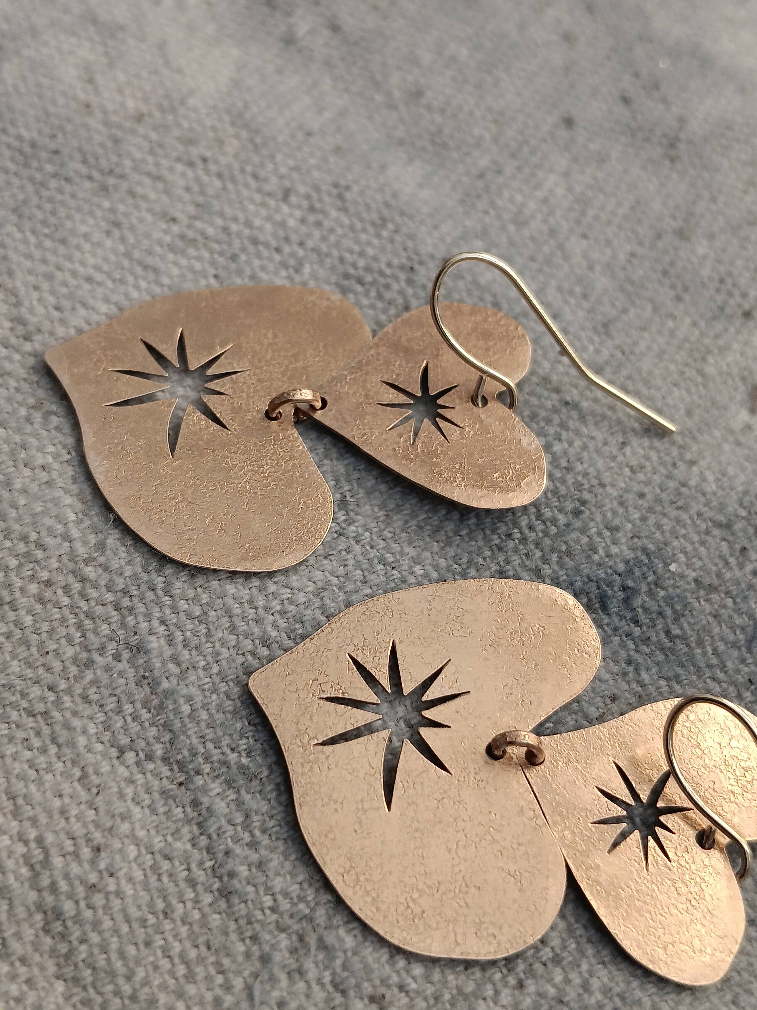 brass heart earrings, photo 6 of 6