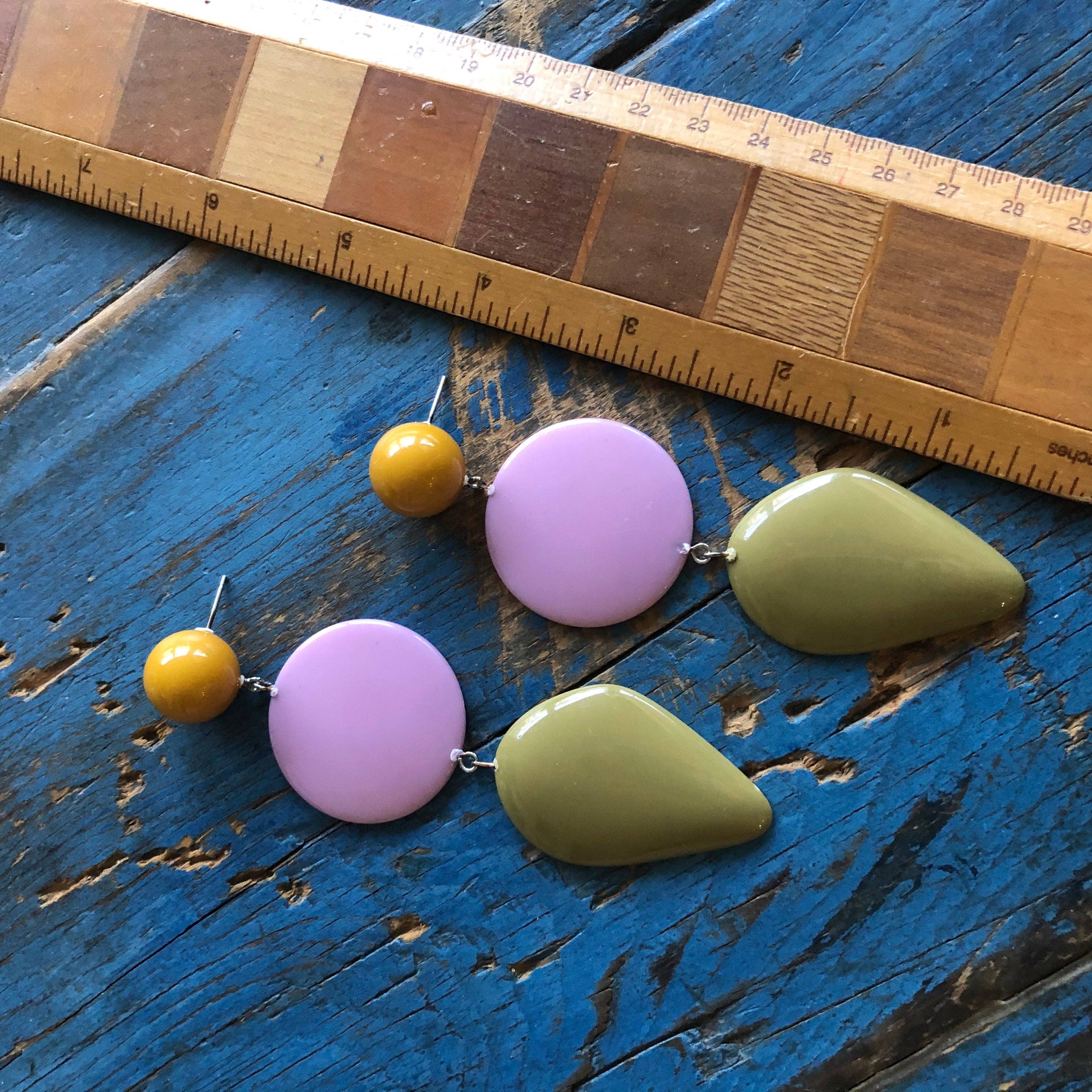 Olive & Lilac Avocado Triple Drop Statement Earrings, photo 5 of 7