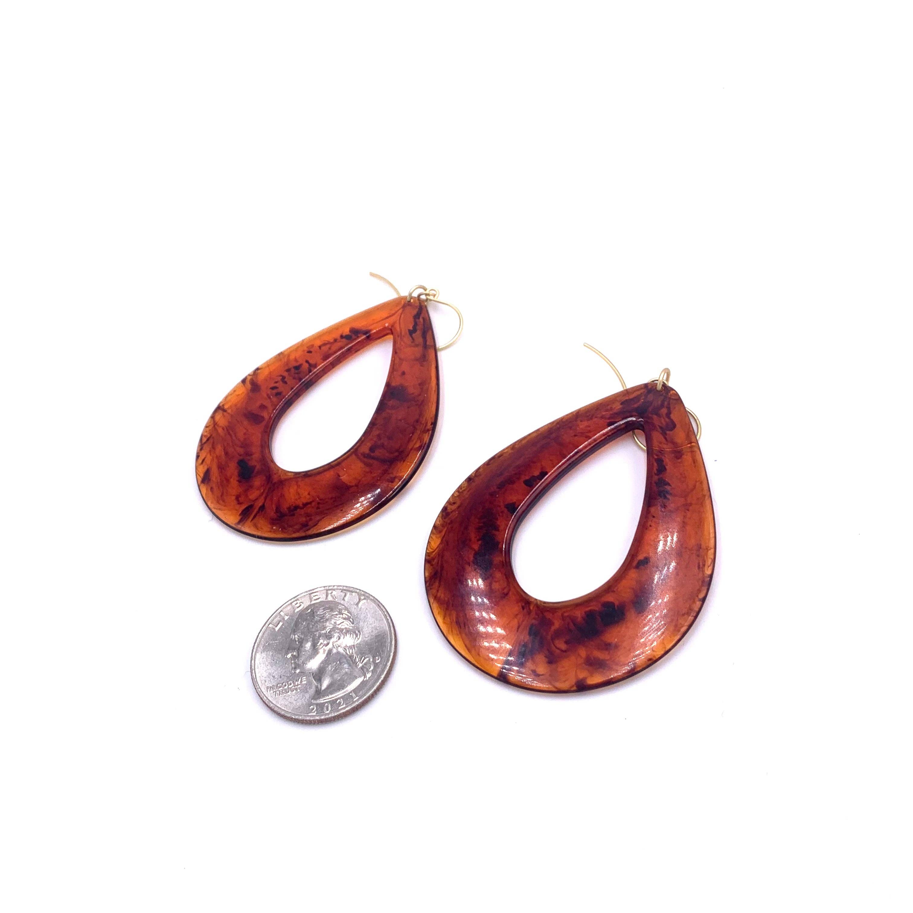 Tortoise Jumbo Teardrop Earrings, photo 3 of 5