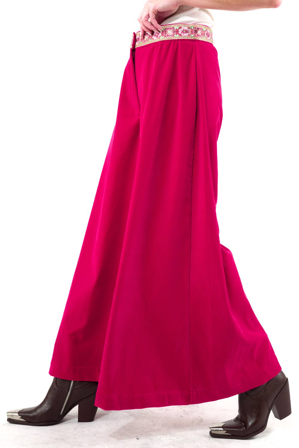 Fuschia Wide Leg Velvet Pants, photo 7 of 8