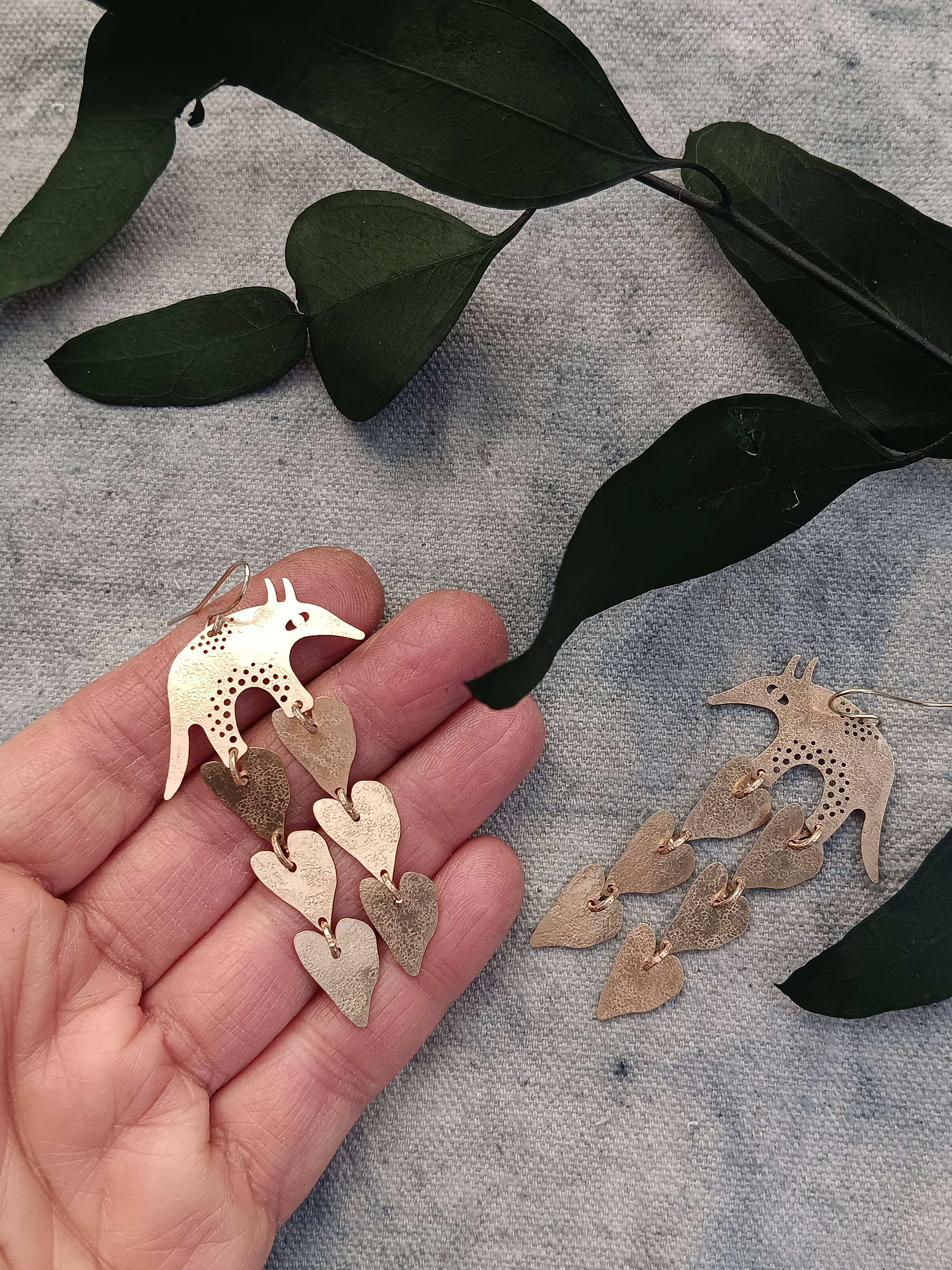 Brass Armadillo Earrings, photo 3 of 5
