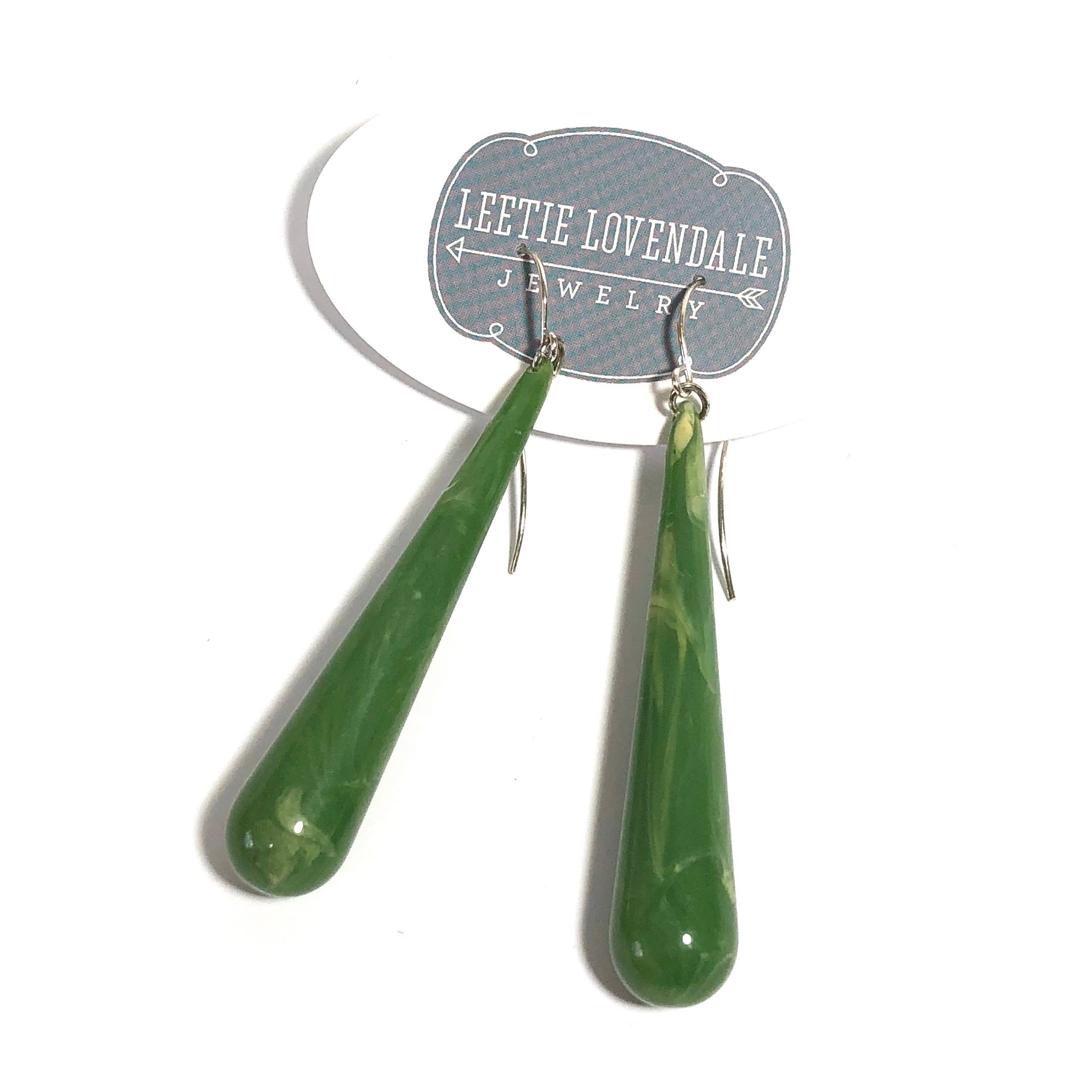 Jade Green Frosted Long Teardrop Earrings, photo 4 of 4