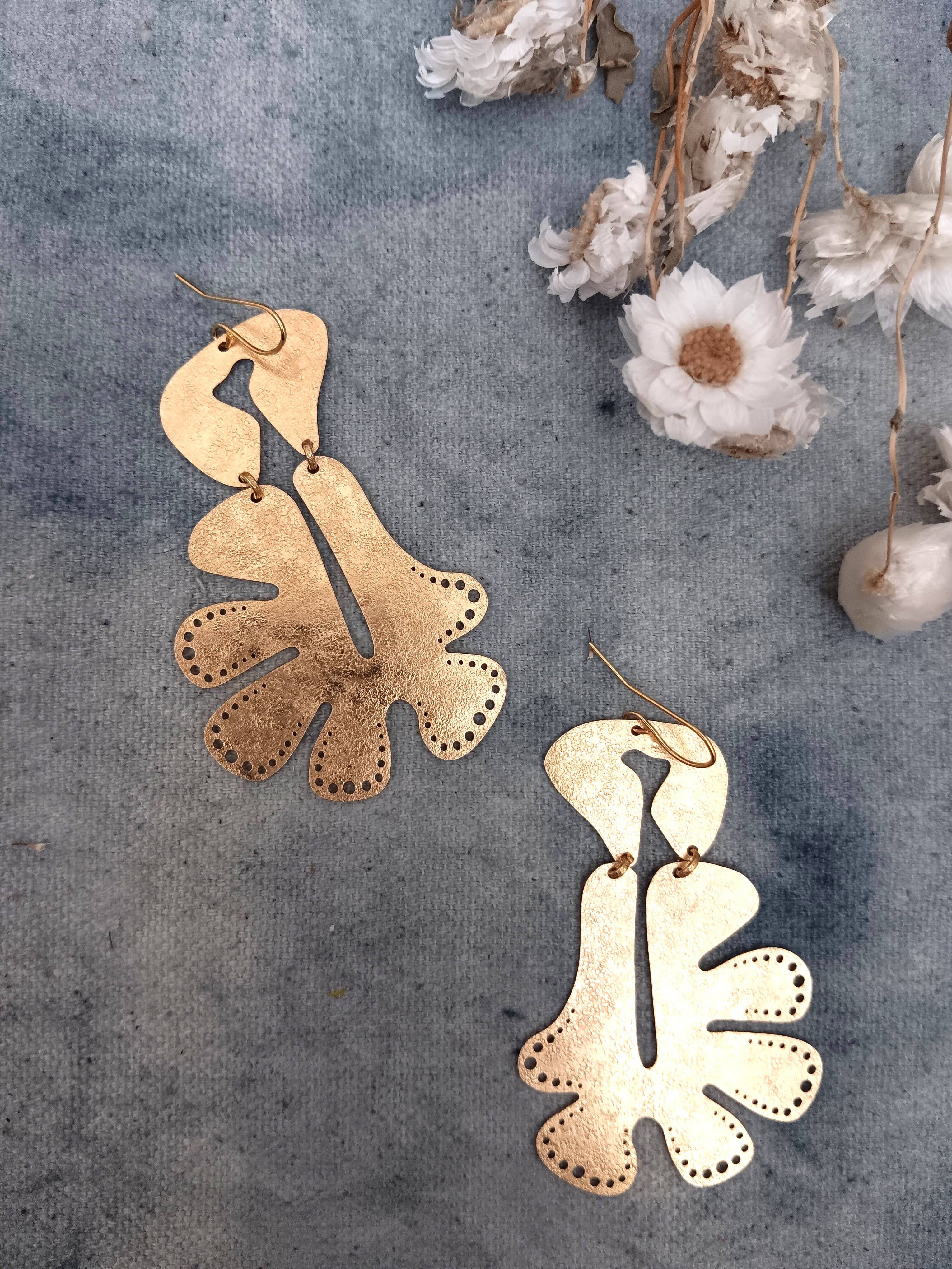 Leaf, Brass Earrings, photo 3 of 3