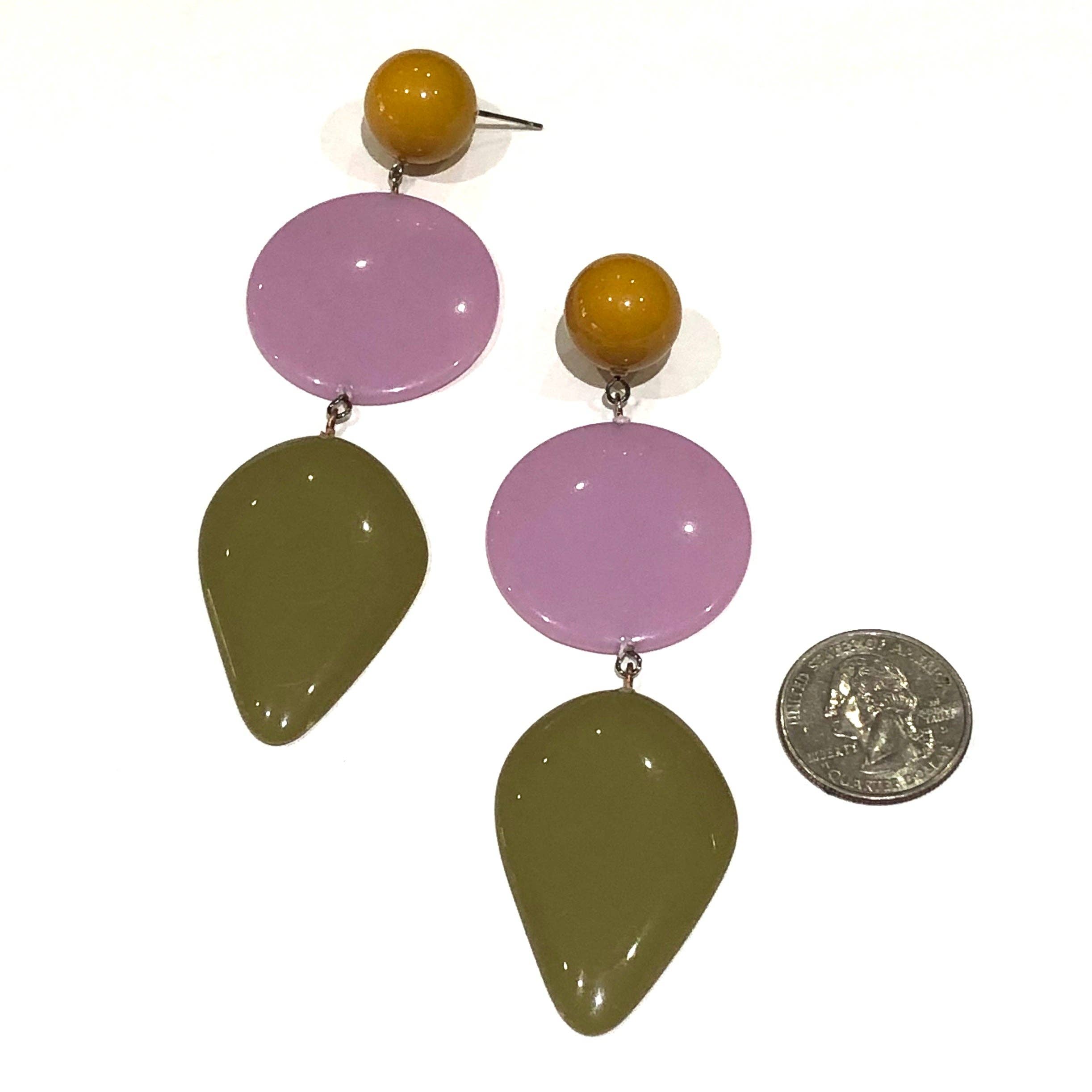 Olive & Lilac Avocado Triple Drop Statement Earrings, photo 2 of 7