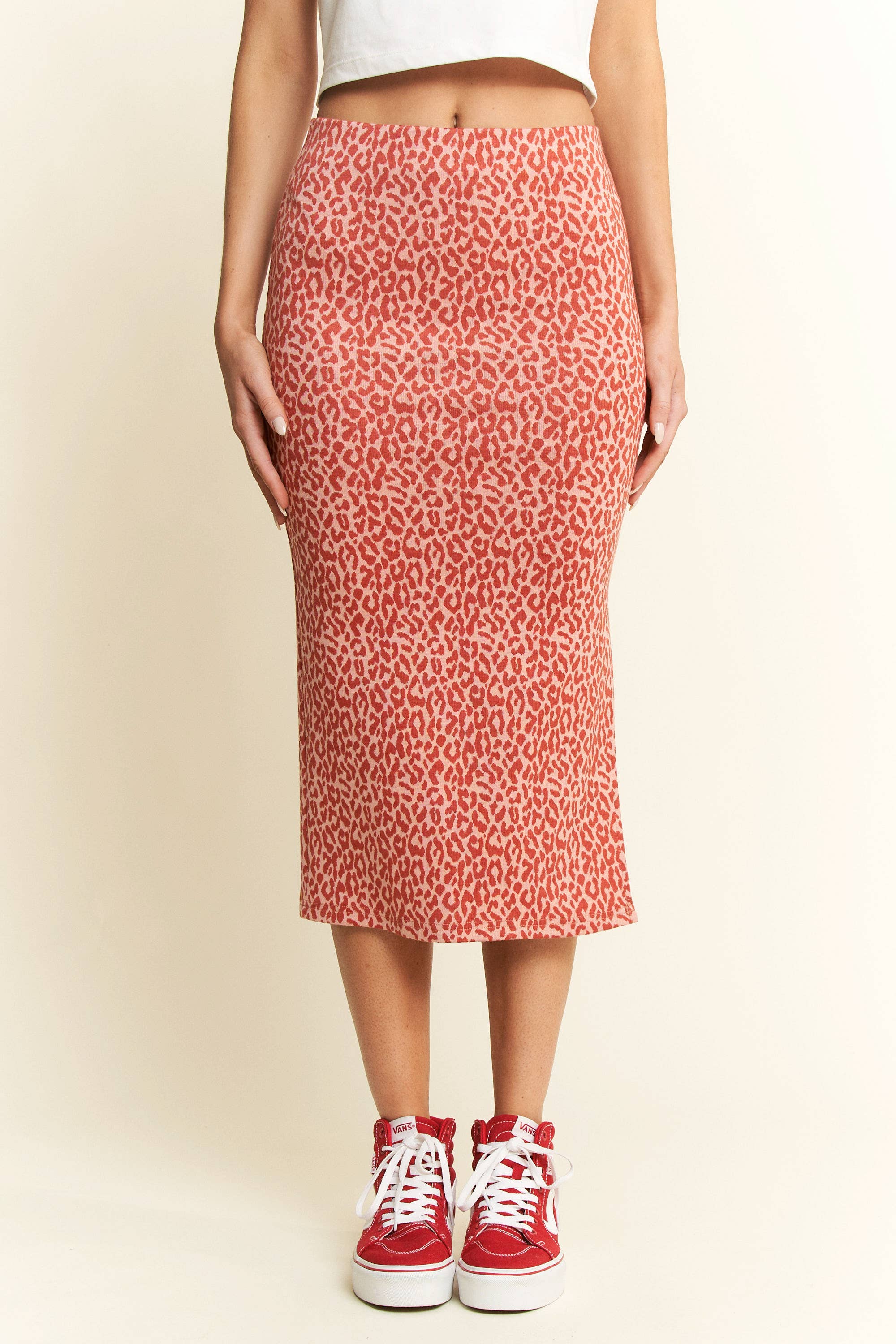 ANIMAL PRINT THIGH SLIT MIDI SKIRT, photo 2 of 7