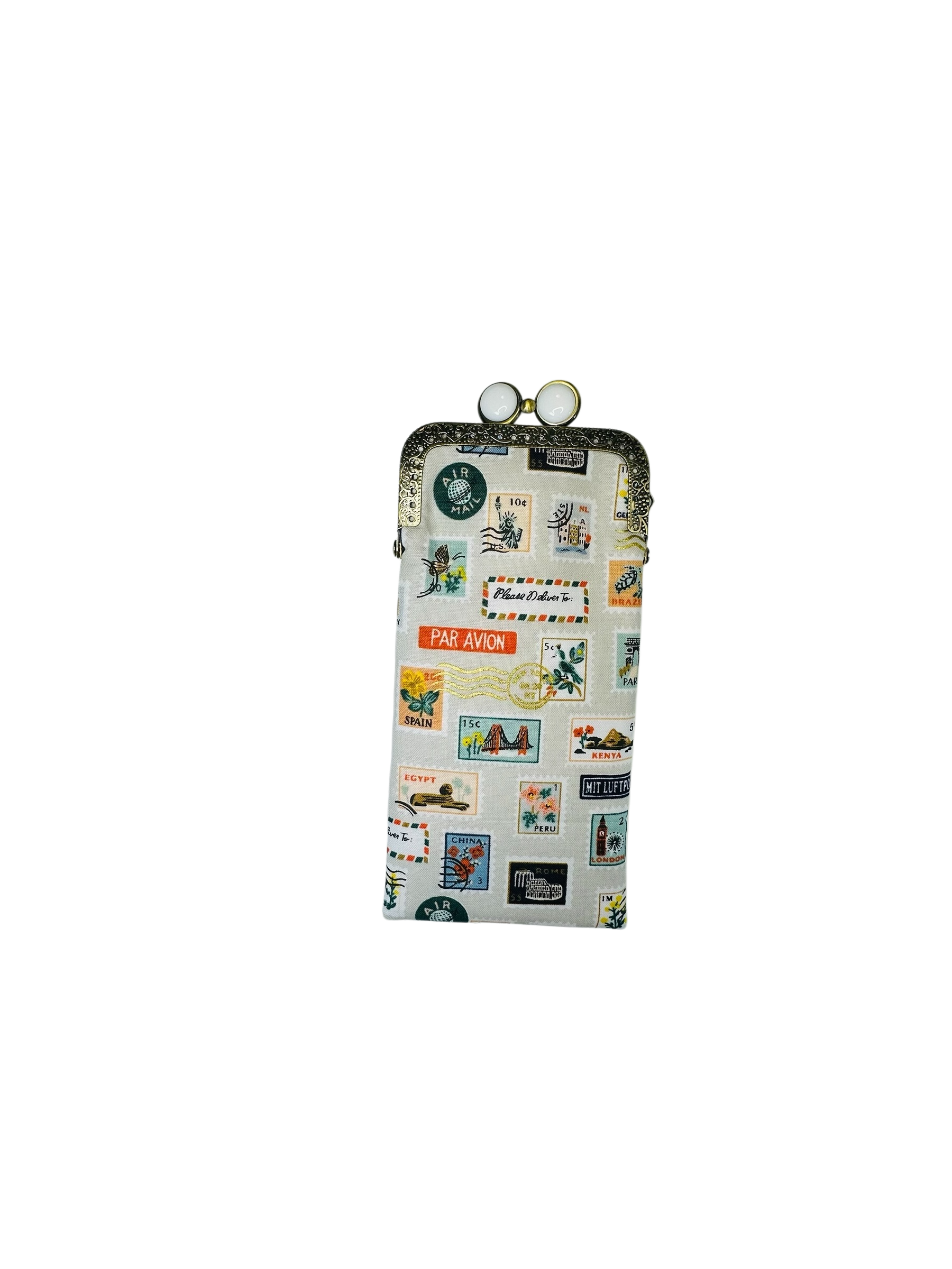 Eyeglass Case-Travel Stamps-Linen, photo 5 of 8