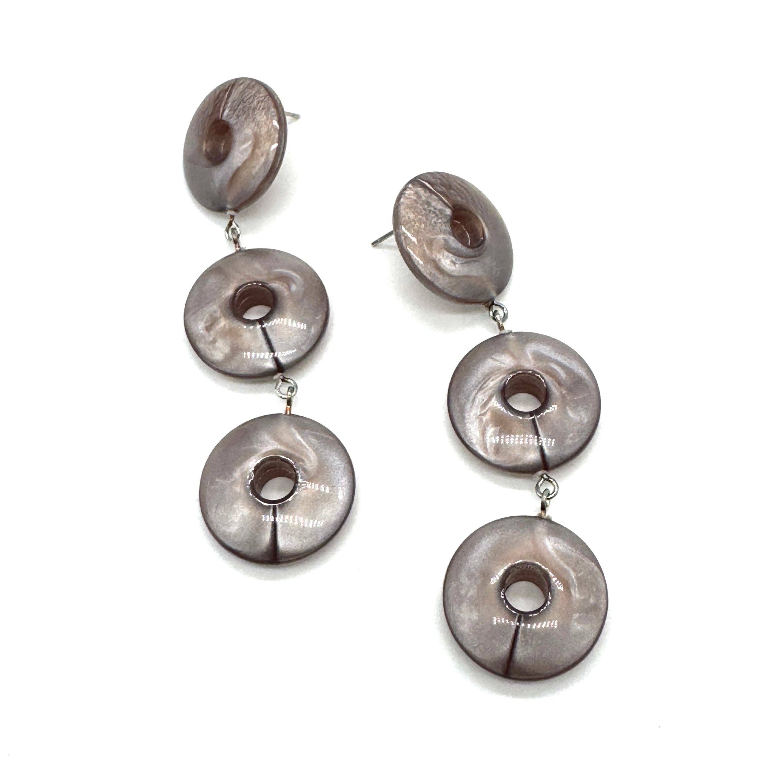 Taupe Aura Glow Tri Dot Donut Earrings, photo 3 of 3