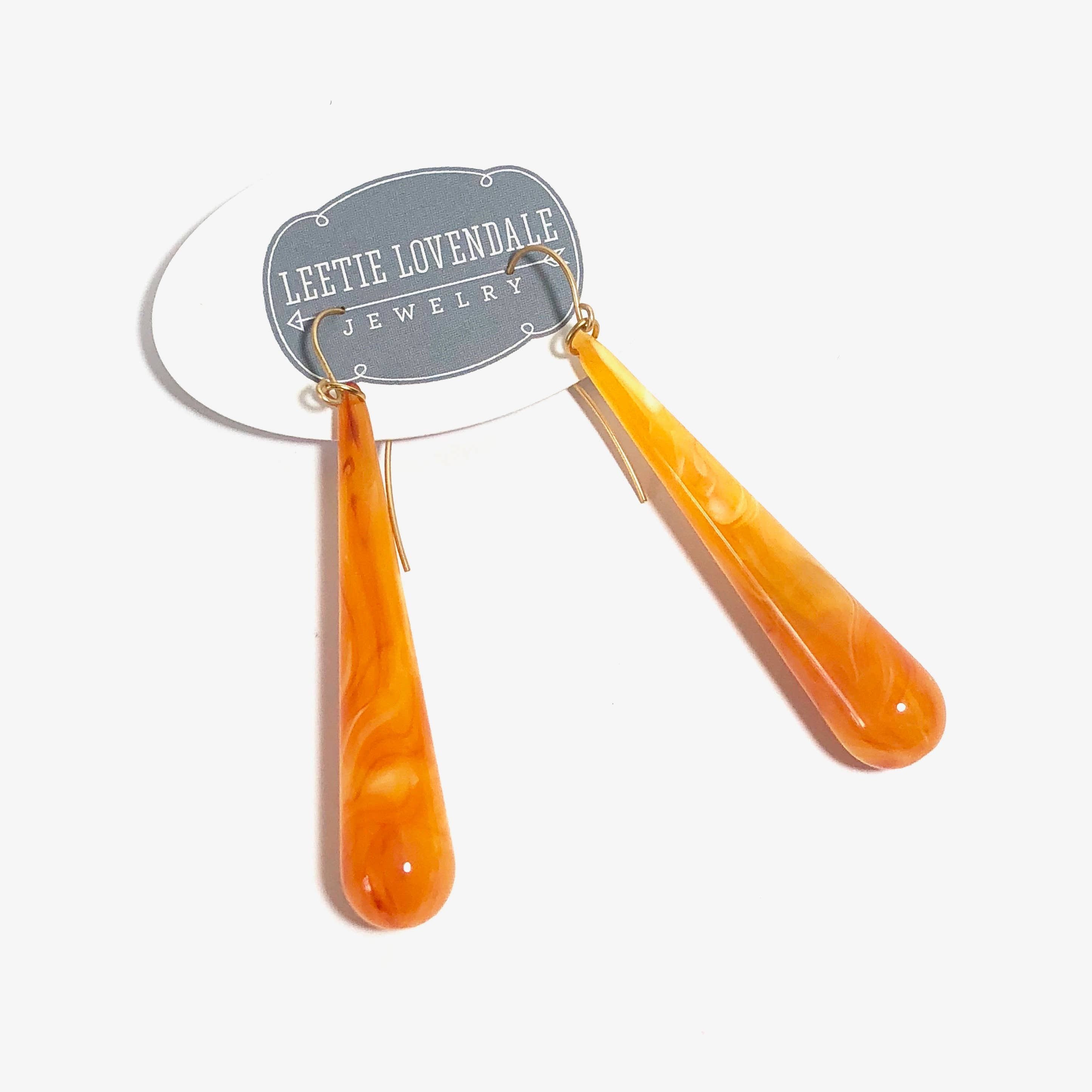 Honey Amber Long Teardrop Earrings, photo 6 of 8