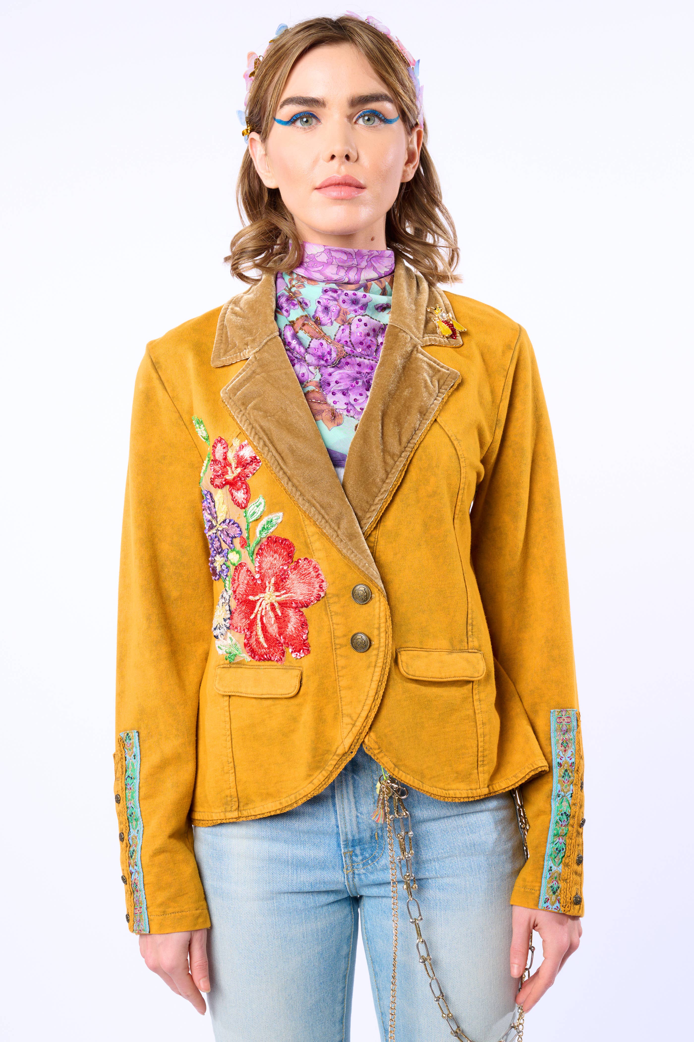 Juliet French Terry Blazer - Mustard, photo 6 of 8
