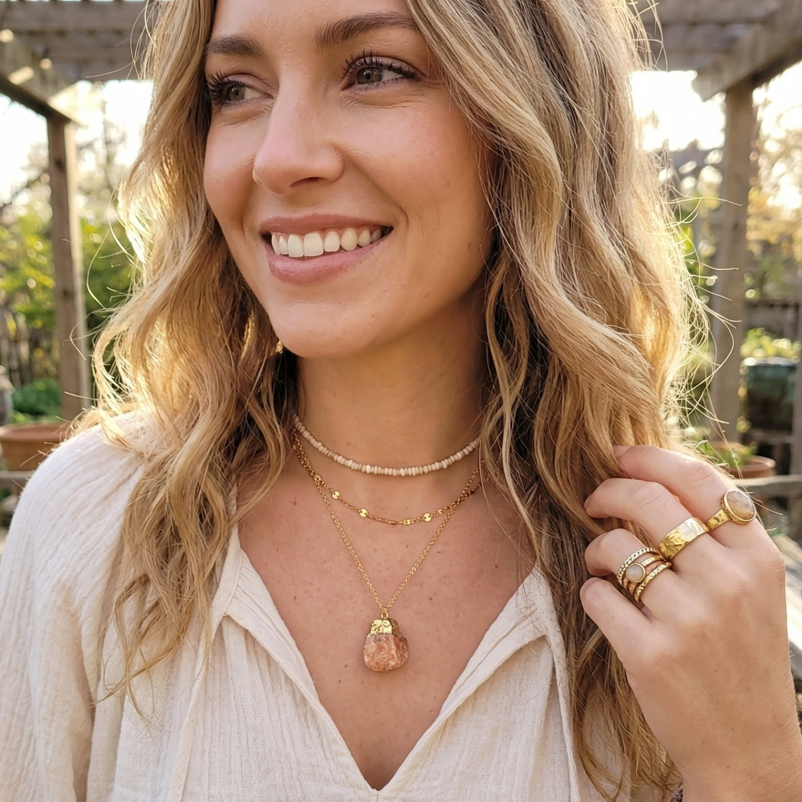 Raw Sunstone Protection Necklace, photo 2 of 3