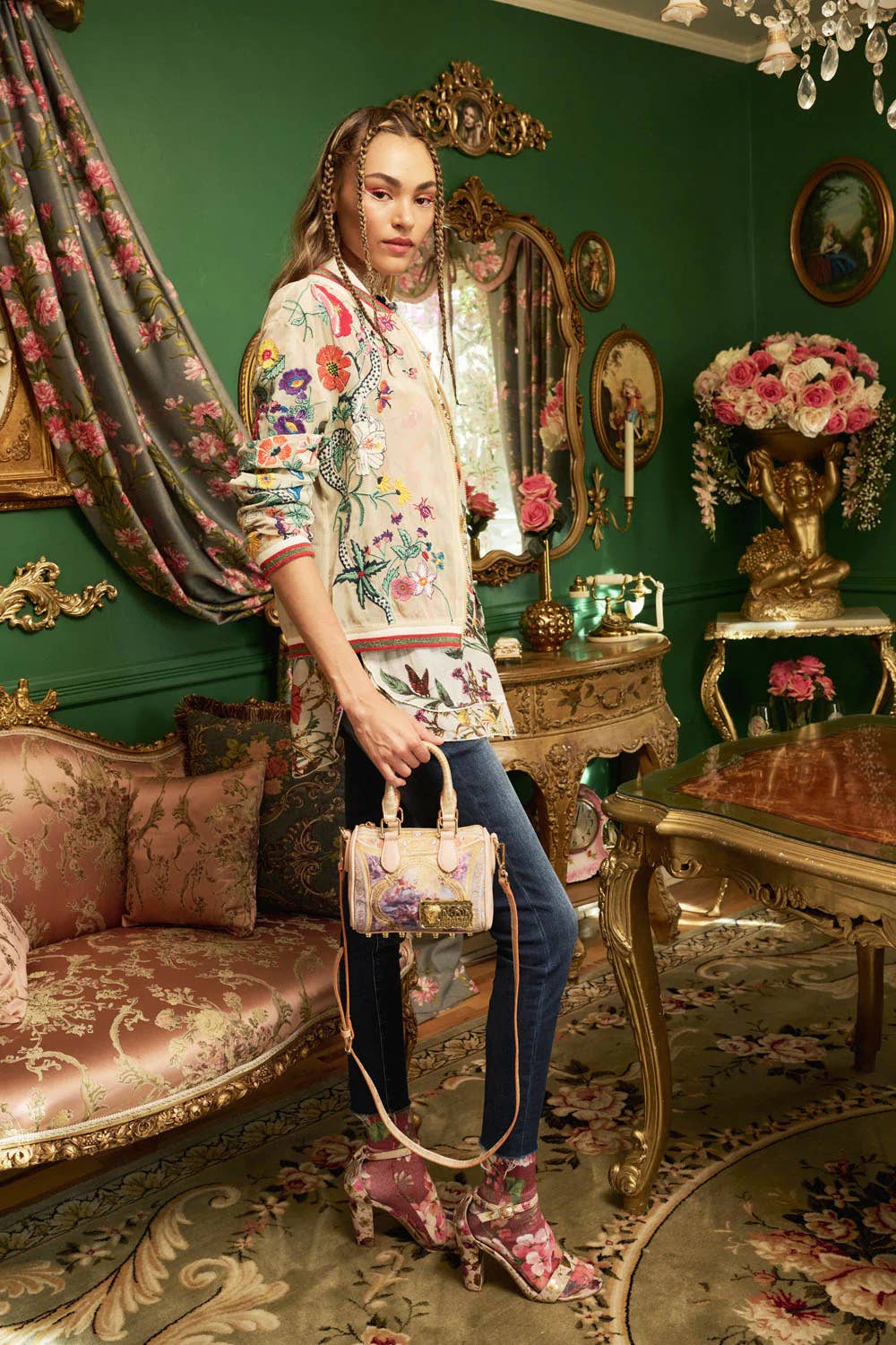 Embroidered Bomber Jacket : Ivory Floral, photo 8 of 8